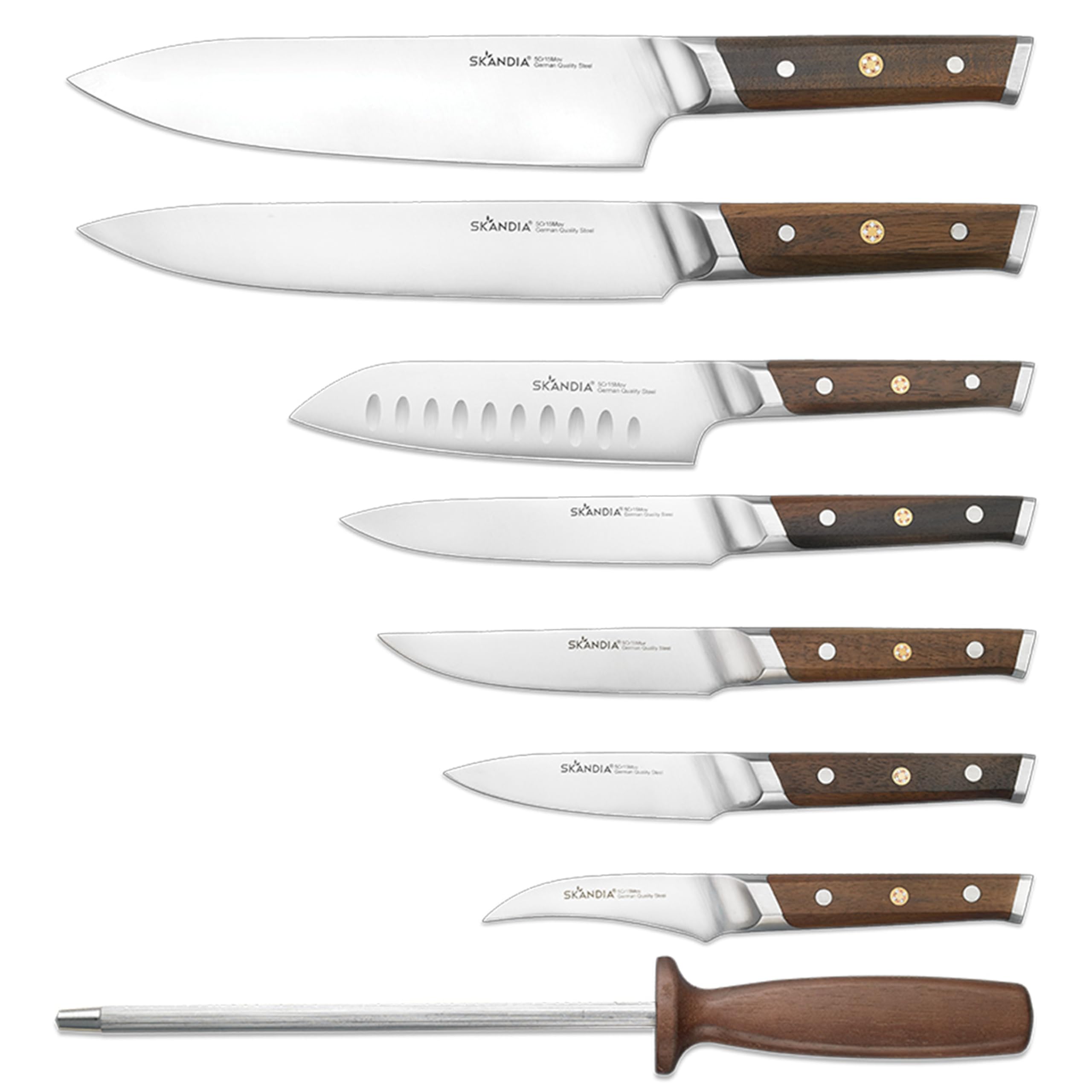 Hampton Forge Harley 14-Piece Knife Block Set - Premium Stainless Steel Kitchen Knives with Wooden Stand - Perfect for Home Chefs & Cooking Enthusiasts