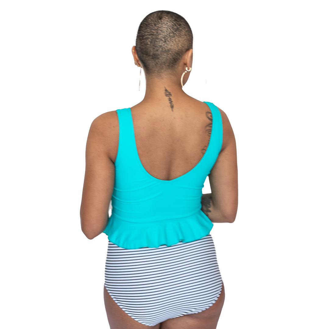 Fashionable V Neck Peplum Tankini Top for Women - Swimwear for Beach, Pool & Summer Vacations