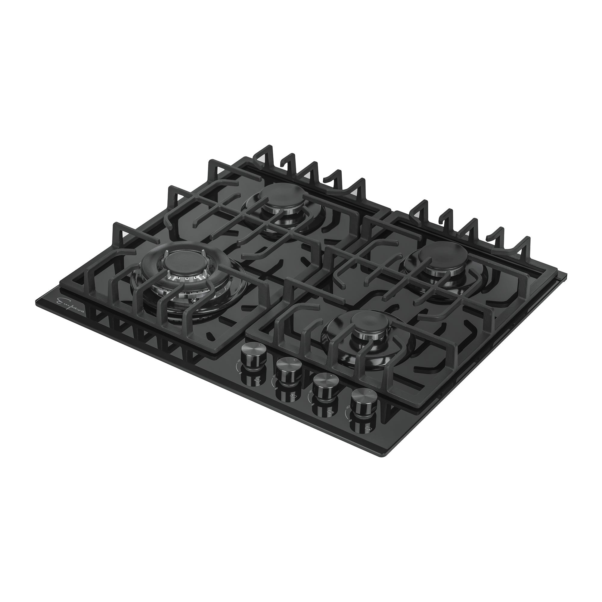 Empava 24 Inch 4 Burner Built-In Gas Cooktop - Black Stainless Steel (Model 24GC28) | Professional Kitchen Stove for Home Cooking, Baking & Entertaining