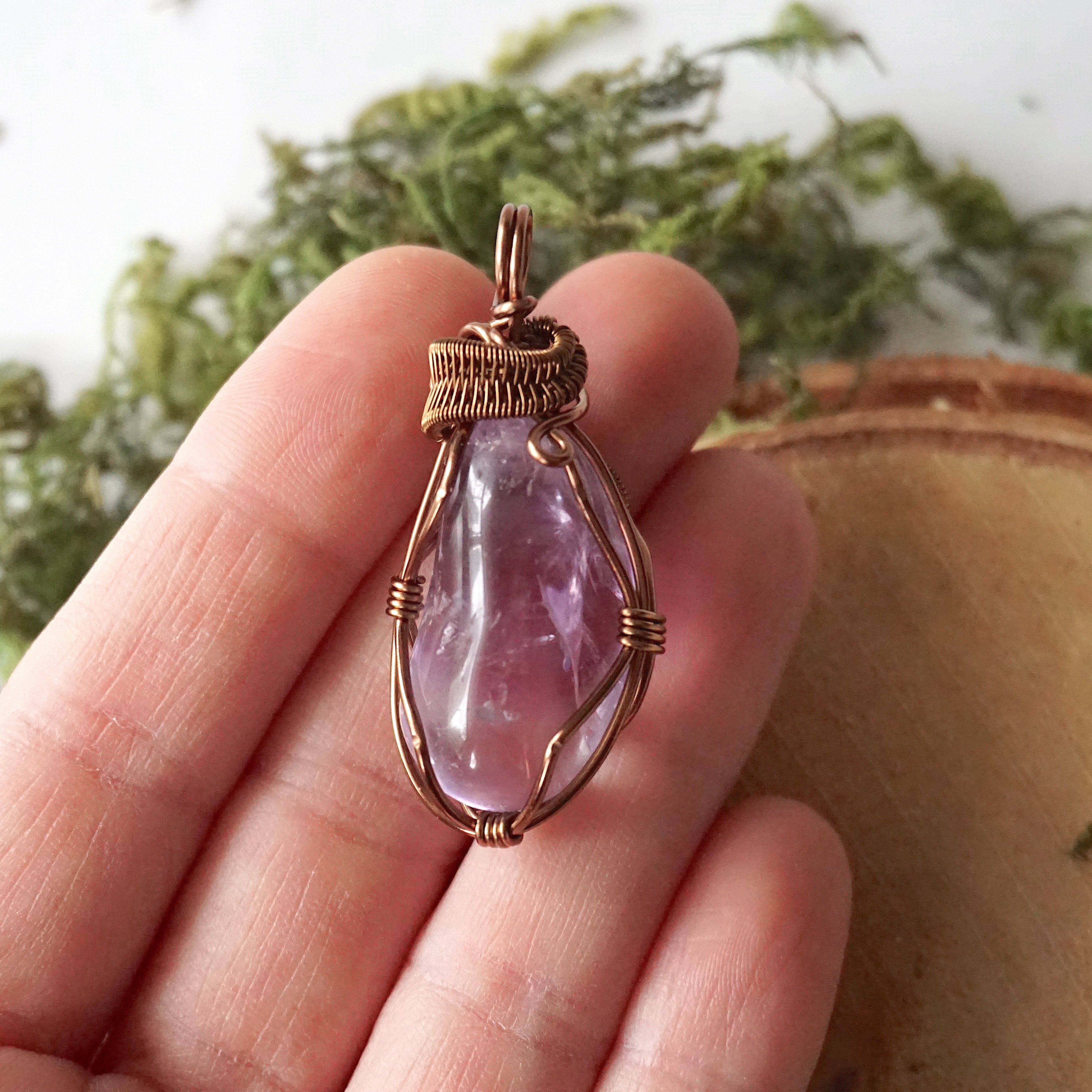Natural Amethyst Pendant Necklace in Antique Bronze - Elegant Healing Crystal Jewelry for Women, Gift for Her, Perfect for Meditation, Yoga & Spiritual Practices