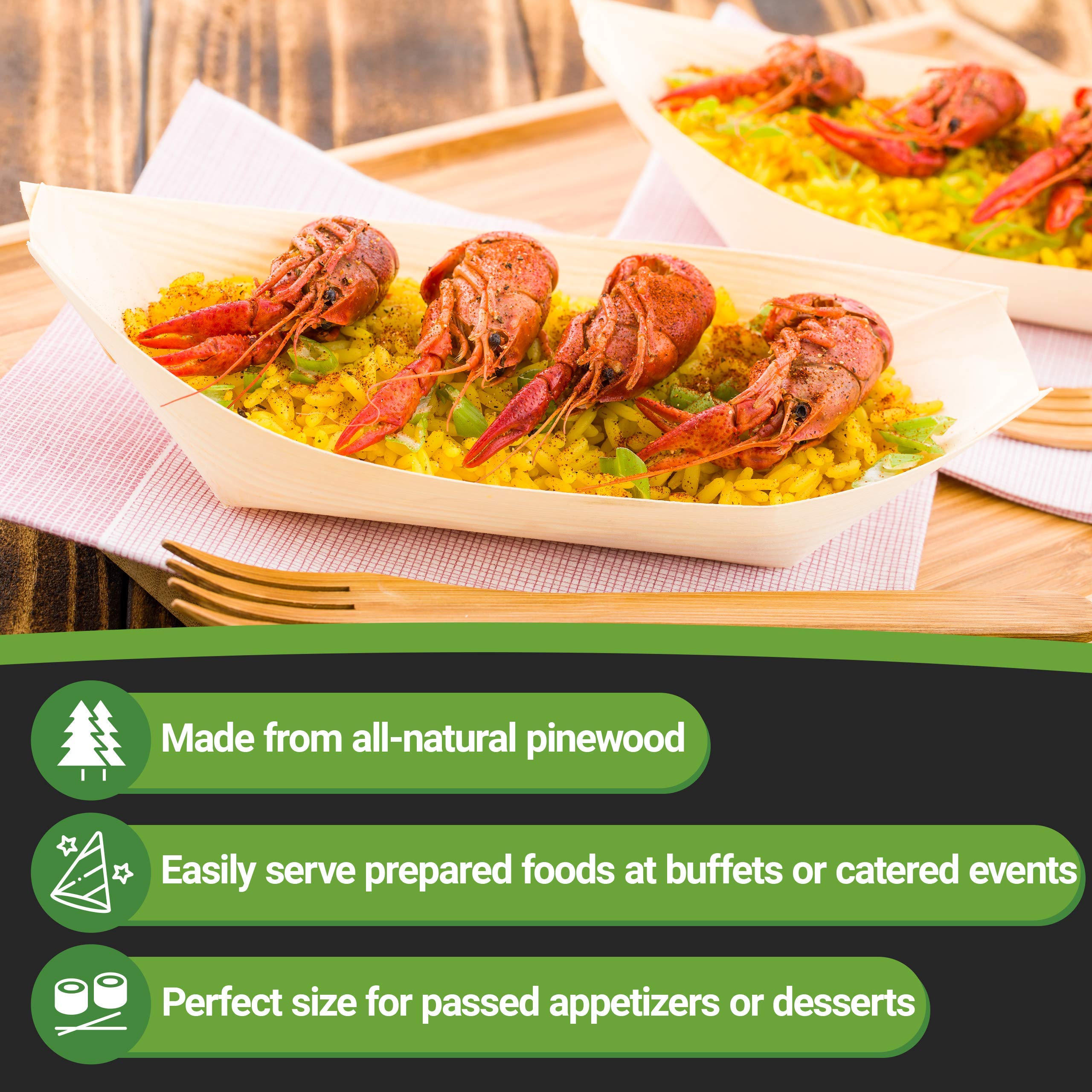 Restaurantware 8.8 x 4 Inch Disposable Food Boats - 200 Pack Heavy Duty Paper Snack Boats for Appetizers, Treats & Party Food | Perfect for Carnivals, Events & Catering
