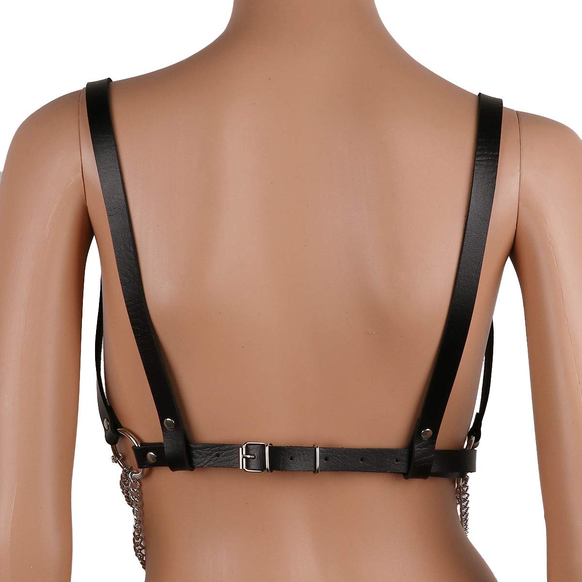 Punk Waist Belt Body Chain - PU Leather Chest Harness with Metal O-Rings & Tassel Chains - Gothic Fashion Accessory for Women - Perfect for Music Festivals, Rave Outfits & Edgy Street Style