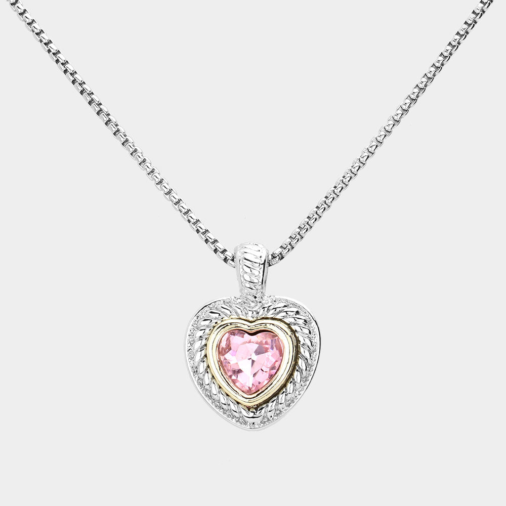 Silver Pink Heart Pendant Necklace for Women - Elegant Rose Gold Plated Jewelry Gift for Her | Valentine's Day, Anniversary & Romantic Occasions