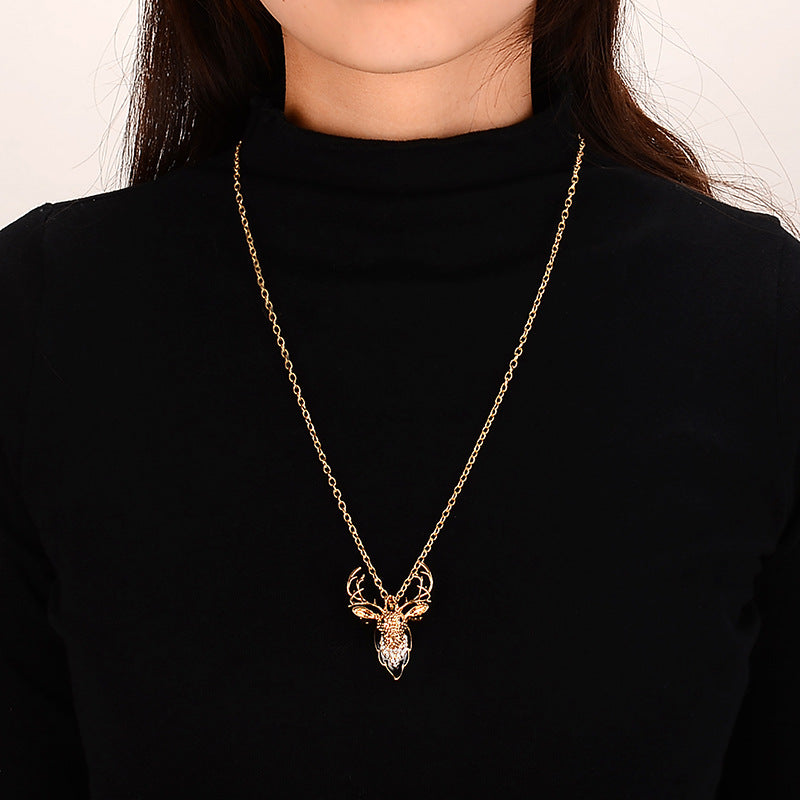 Deer Antler Christmas Tree Pendant Necklace - Multi-Way Adjustable Chain for Holiday Parties & Gifts | DC006