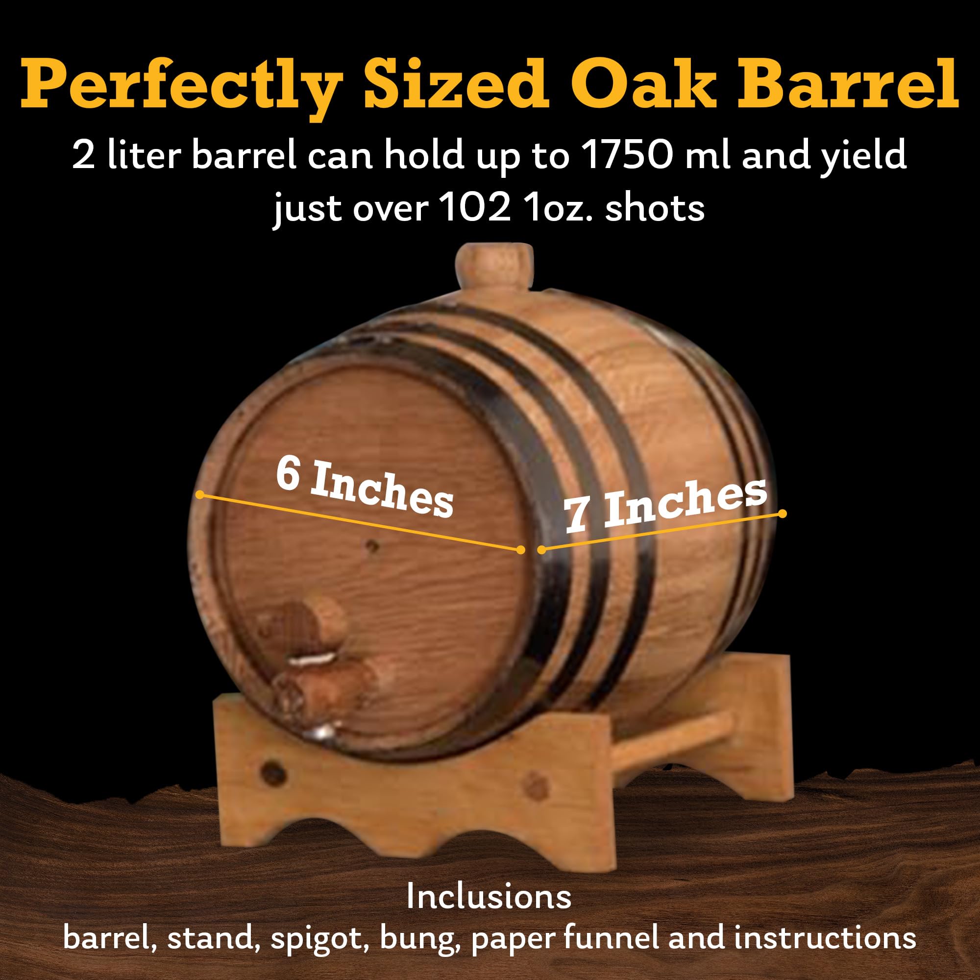 Custom Engraved 2 Liter Oak Barrel for Aging Whiskey, Rum, Tequila, Bourbon, Scotch & Wine - Handcrafted Charred Oak Barrel for Home Distilling & Personalized Gifts - Perfect for Home Bars, Man Caves & Whiskey Enthusiasts