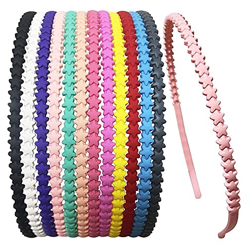 FAMEZA 12-Pack Thin Headbands for Women & Girls - Colorful Plastic Hair Bands with Teeth for Kids & Teens | Perfect for School, Sports, Work & Everyday Styling