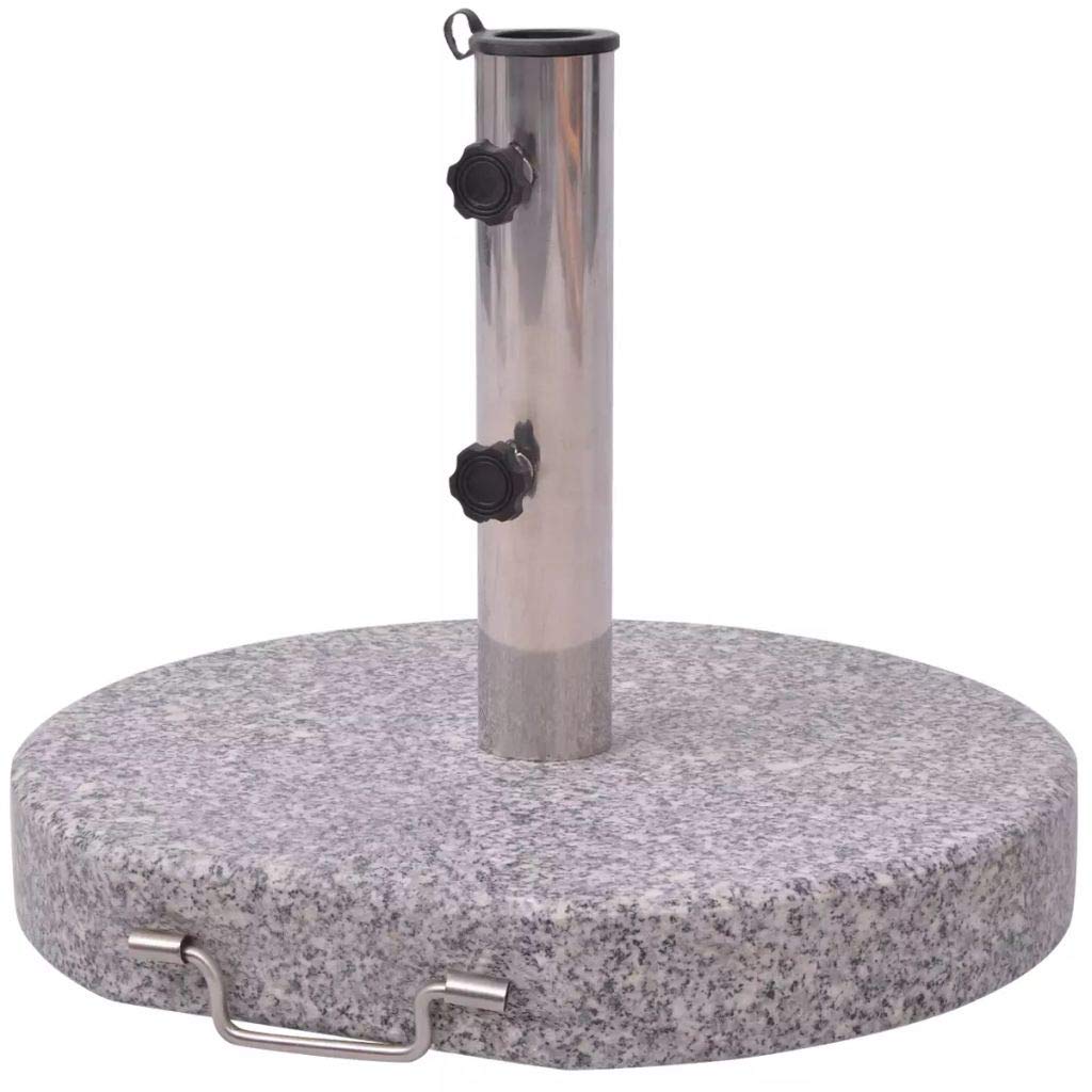 Heavy Duty vidaXL Parasol Stand with Polished Granite & Stainless Steel - 17.7