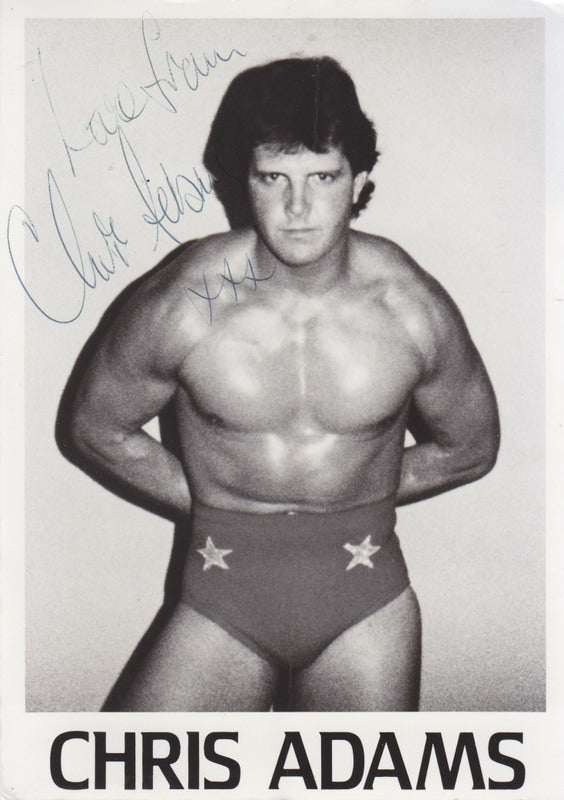 Vintage 1980s WCCW Chris Adams Signed 5x7 Promo Photo - Wrestling Memorabilia for Collectors & Fans - Perfect for Display in Man Caves, Sports Bars & Wrestling Collections