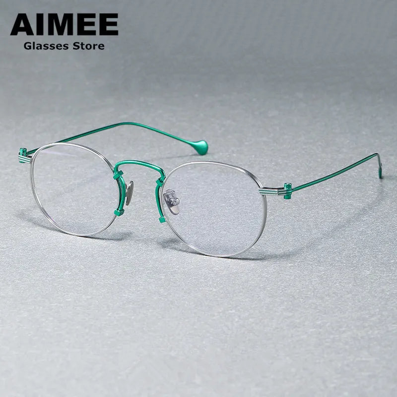 Aimee Unisex Full Rim Round Titanium Eyeglasses Frame 190068 - Lightweight Durable Glasses for Men & Women, Perfect for Reading, Work & Everyday Wear