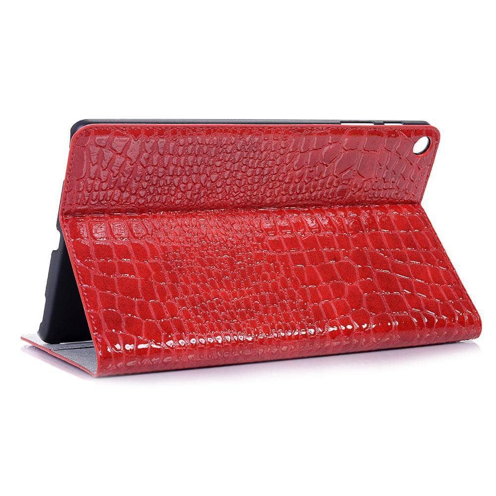 Premium Crocodile Pattern PU Leather Folio Case for Samsung Galaxy Tab A 10.1 (2019) T510 T515 - Slim Protective Cover with Stand & Card Slots - Perfect for Work, Travel and Home Use