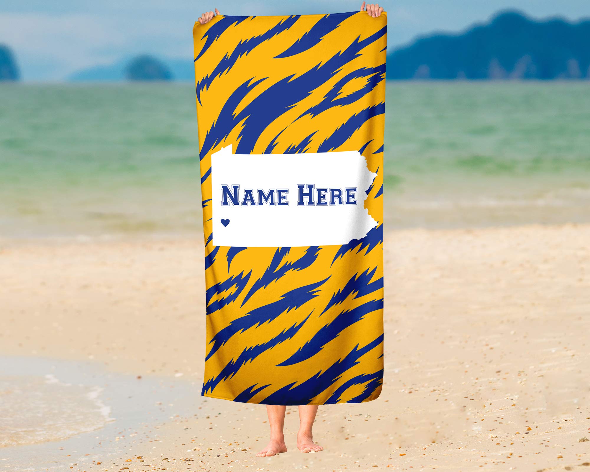 Custom Pittsburgh Pennsylvania State Pride Beach & Bath Towel - Personalized Medium & Large Towels for Adults & Kids - Perfect for College Football, Basketball Fans, Pool Parties & Home Decor