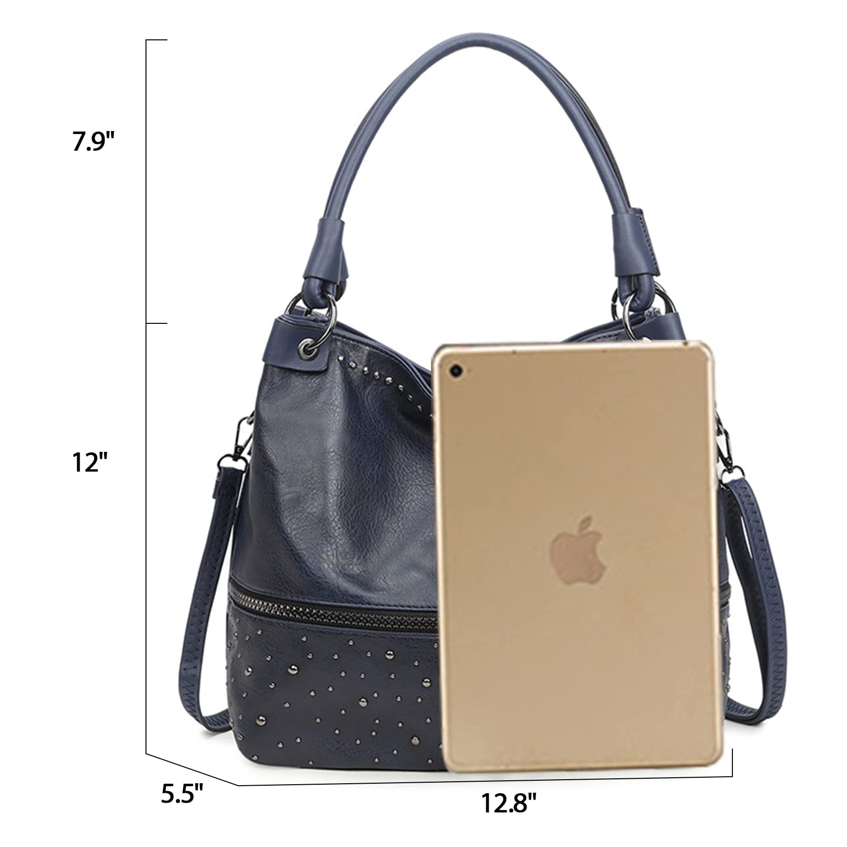 NOTAG Women's Fashion Handbags - PU Leather Crossbody & Shoulder Bags with Rivet Details | Perfect for Work, Travel & Everyday Use