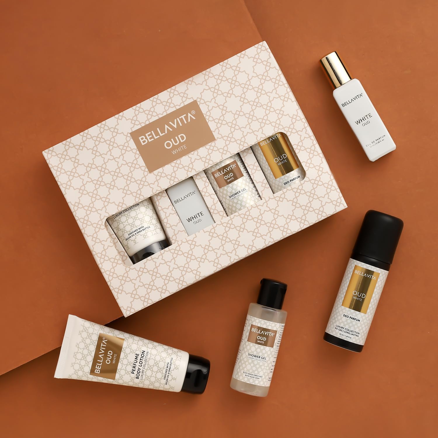 BELLA'VITAA OUDD WHITE Travel Size Gift Set - Shower Gel, EDP Perfume, Body Lotion for Women | Luxury Fragrance Set for Travel, Gifts & Daily Use