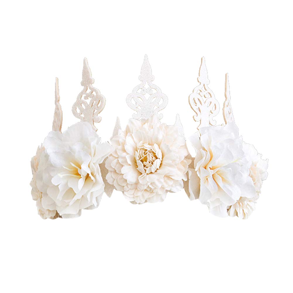Gothic Floral Crown Headband for Women - Bridal Flower Garland Hair Wreath with Ribbon - Wedding, Cosplay, Halloween Party & Photography Accessories - Perfect for Boho Brides, Festival Goers and Costume Events