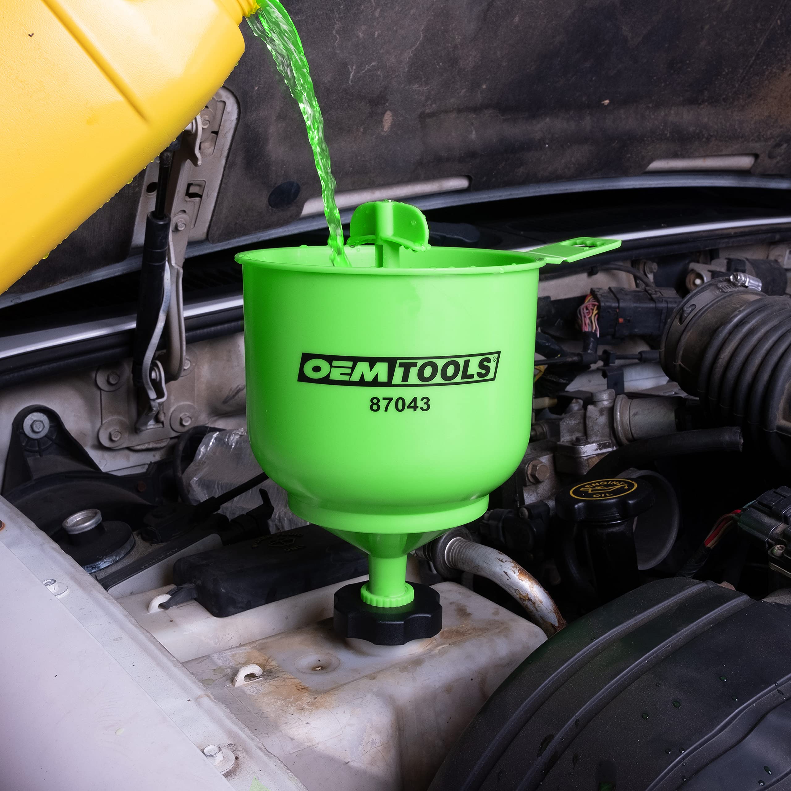 OEMTOOLS 87043 Professional No-Spill Coolant Funnel Kit - Spill-Free Automotive Fluid Funnel for Coolant Flush & Refill | Perfect for DIY Car Maintenance & Engine Cooling System Service