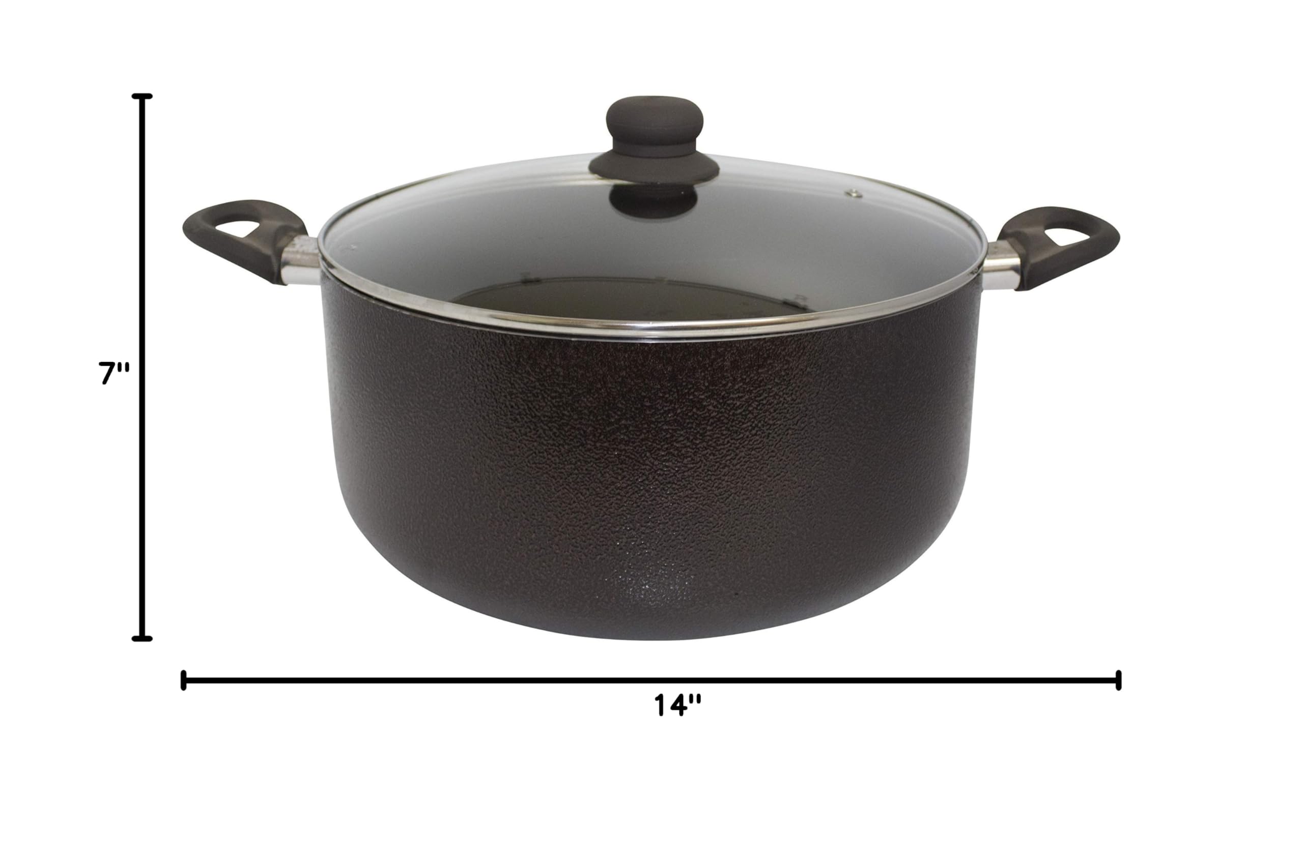 IMUSA USA 10 Quart Nonstick Hammered Exterior Dutch Oven with Glass Lid, Gray - Perfect for Braising, Stewing, and Slow Cooking Soups & Stews