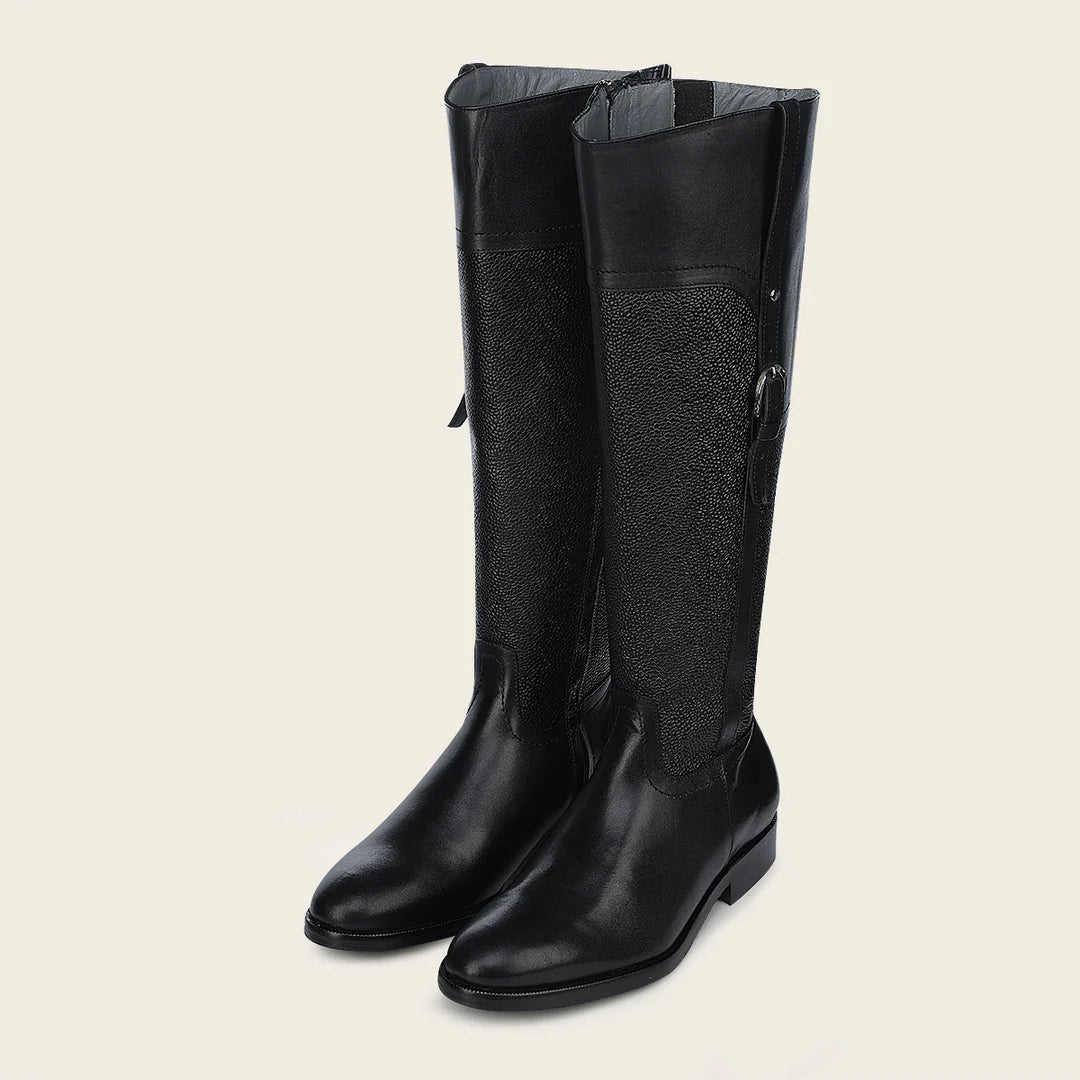 Franco Cuadra Black Leather Riding Boots for Women - Equestrian & Fashion Knee High Boots for Horseback Riding & Stylish Outfits