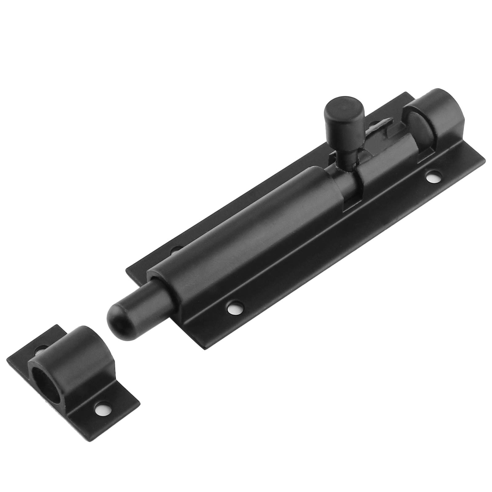 BokWin 2-Pack 3 Inch Heavy Duty Aluminum Door Latch Lock - 1.3mm Thick Sliding Barrel Bolt with Matte Black Finish & 12 Screws - Secure Home, Shed, Cabinet & Gate - Ideal for Indoor & Outdoor Security Use