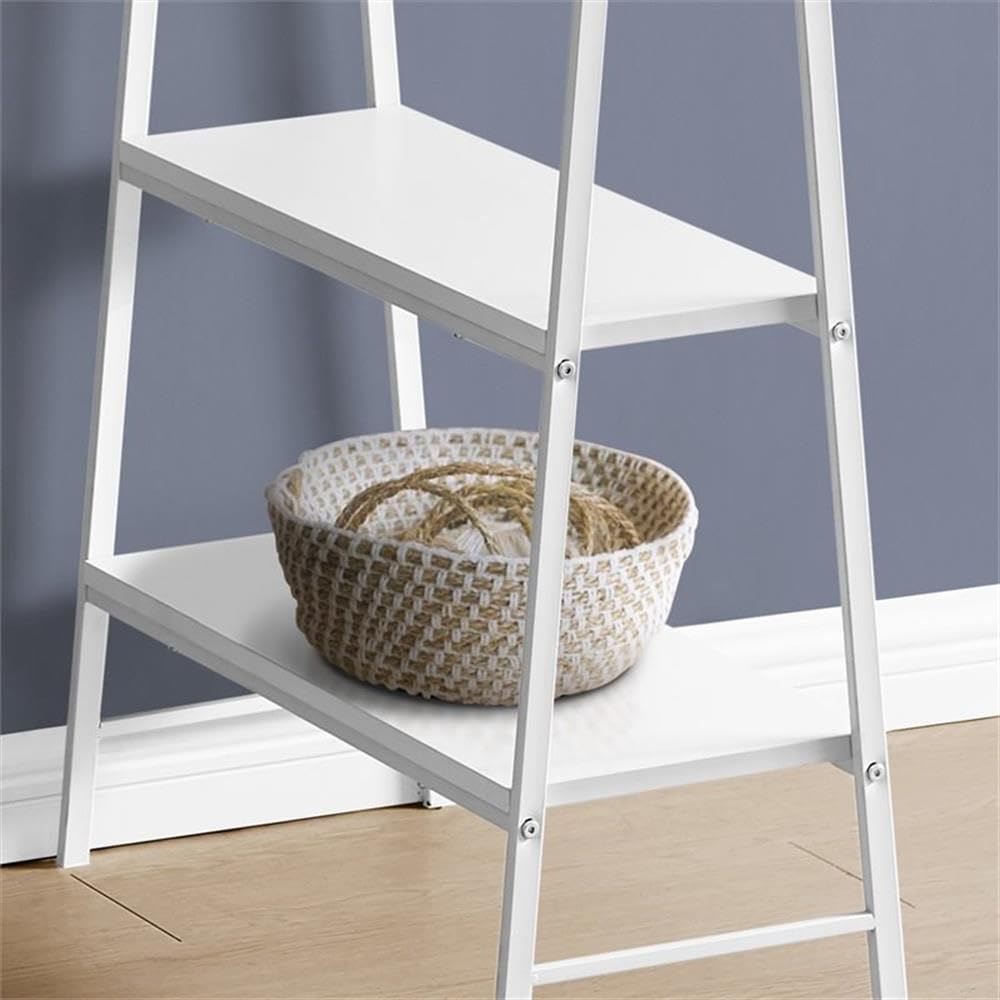 Pemberly Row 3-Tier White Wood Top Sawhorse Computer Desk - Home Office Workstation for Study, Writing & Laptop Use