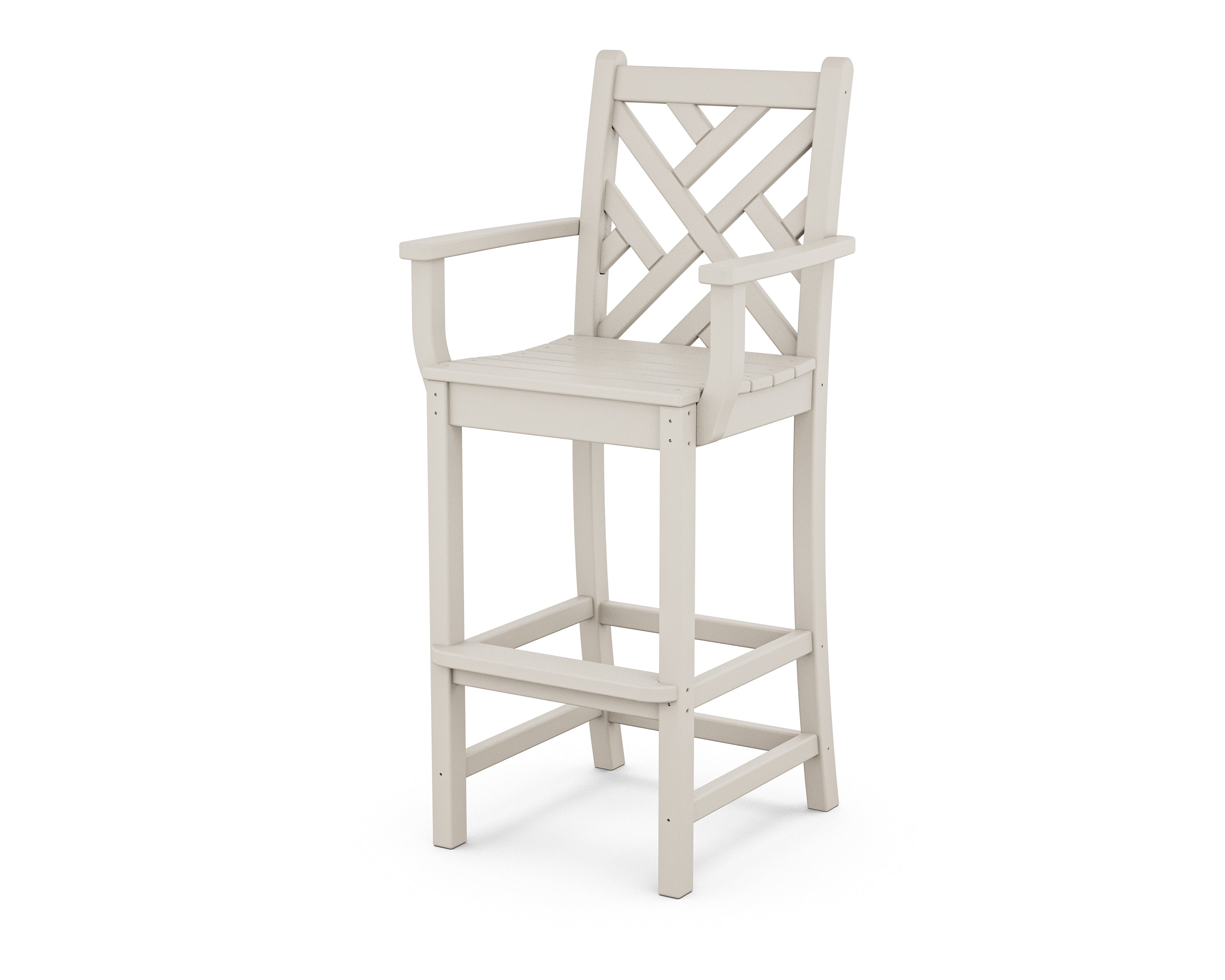 POLYWOOD Chippendale Bar Arm Chair - Outdoor & Indoor Durable Resin Wicker Dining Chair for Patio, Deck, Poolside, and Restaurant Use