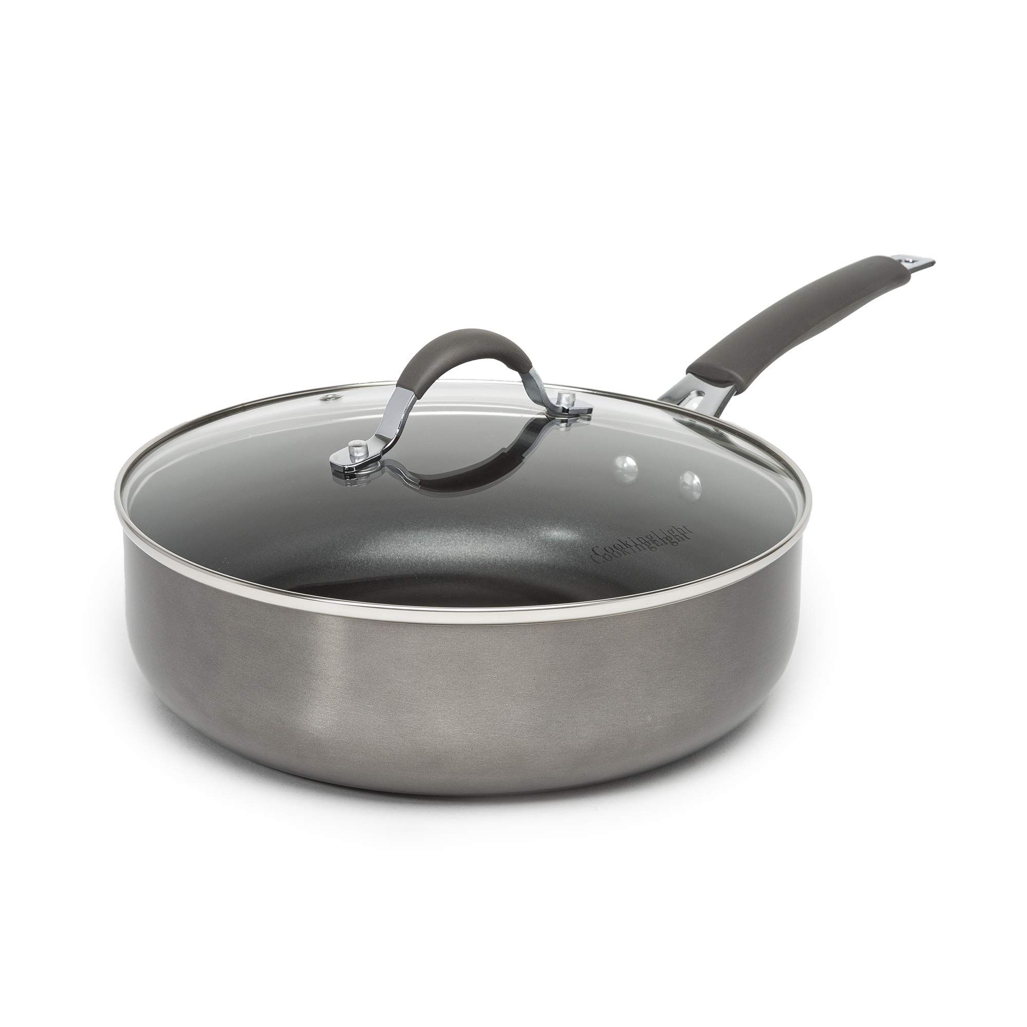 Nonstick Ceramic Deep Cooker - 4-Quart Jumbo Pot with Scratch-Resistant Coating, Dishwasher Safe & Even Heating Base - Cool Touch Handle for Safe Cooking - Perfect for Soups, Stews & Family Meals (Gray)