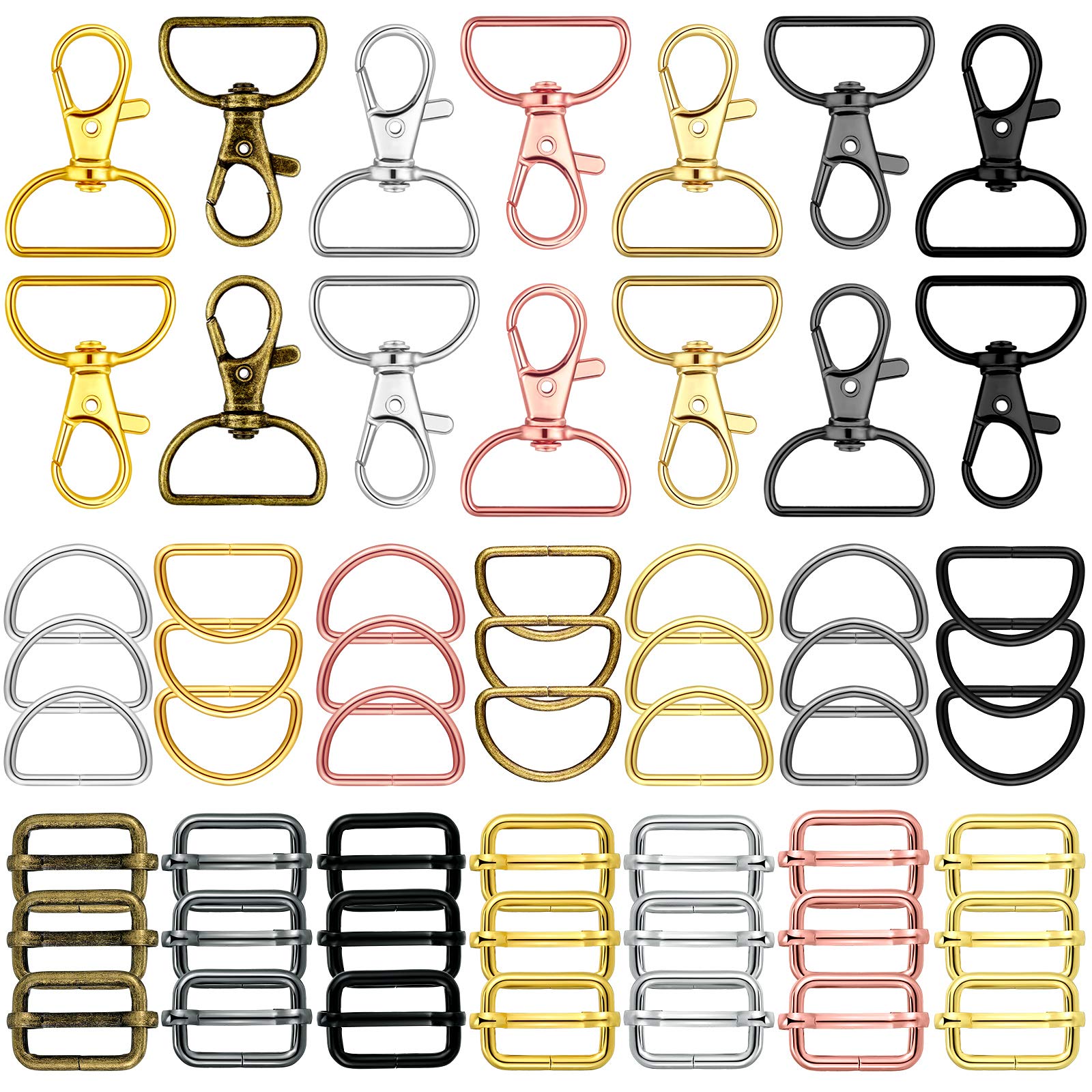 56 Pieces 30mm D-Rings for Purse & Bag Making - Mixed Color Hardware Buckles for DIY Crafts, Sewing Projects & Handbag Accessories