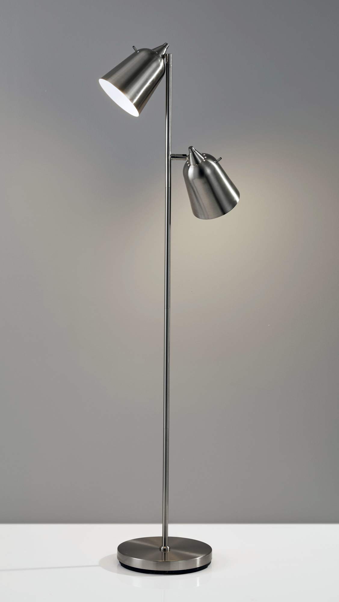 Adesso 3237-01 Modern Brass Floor Lamp with Matte Black Accents - Elegant Living Room Lighting for Home & Office Decor