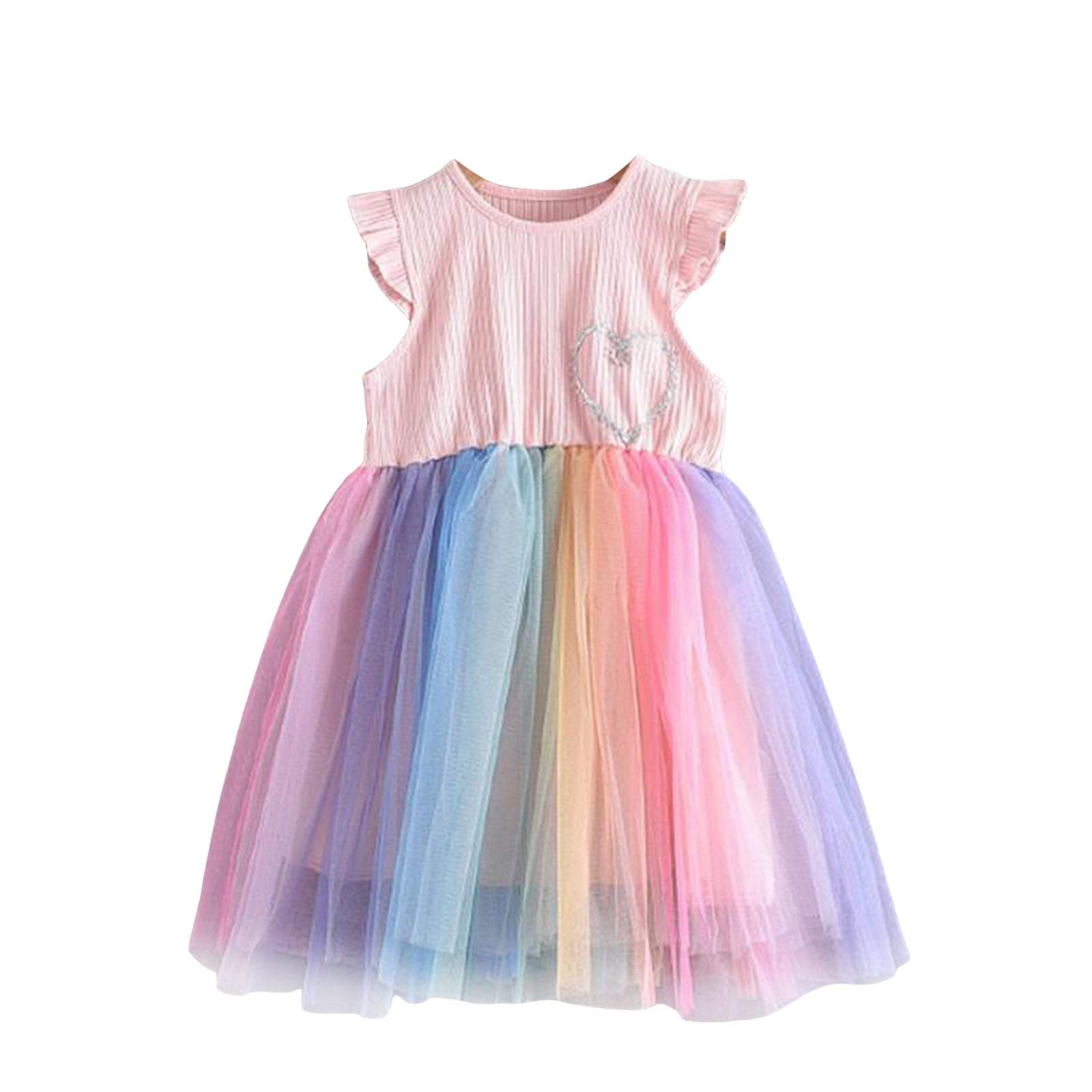 Toddler Baby Girl Suspender Dress - Summer Rainbow Mesh Princess Skirt for Kids | Creative Playtime & Special Occasion Outfit
