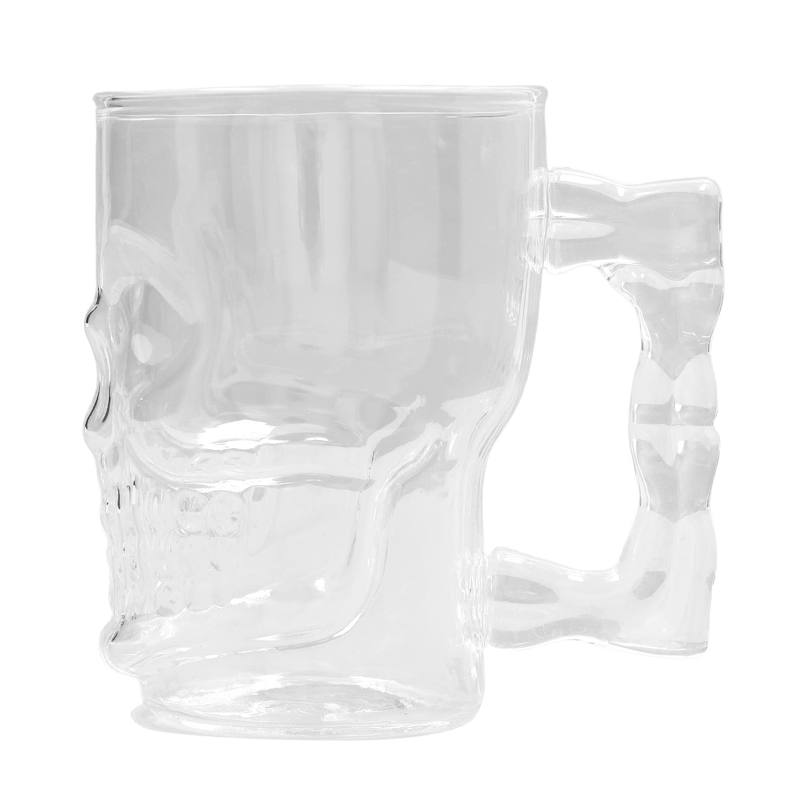 500ml Skull Beer Mug - High Borosilicate Glass Whisky Cup with Handle - Classic Large Bar Glass for KTV, Party & Home Use - Durable & Heat Resistant Drinking Glass for Beer, Whiskey, Cocktails
