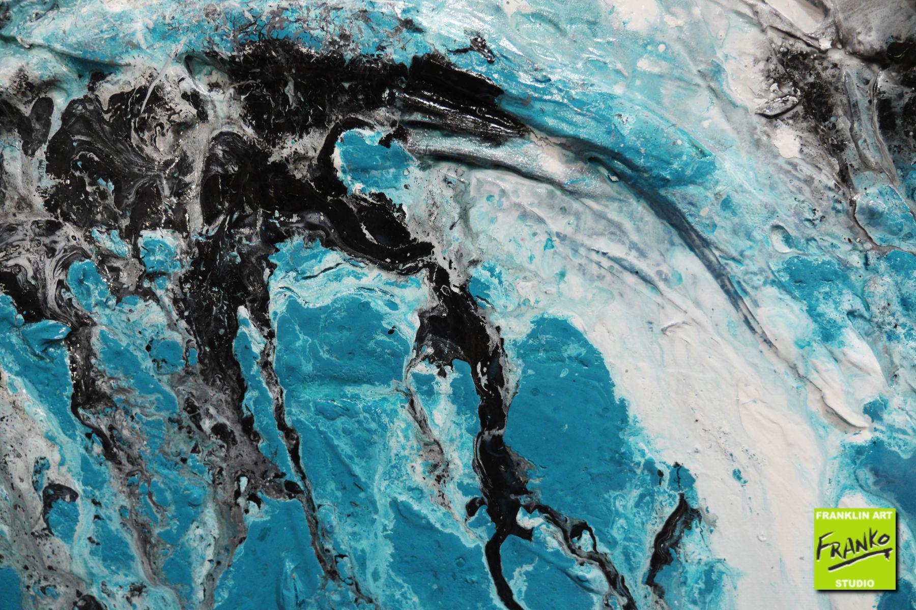 160cm x 60cm Teal Textured Abstract Canvas Painting - Modern Wall Art for Living Room, Bedroom & Office Decor