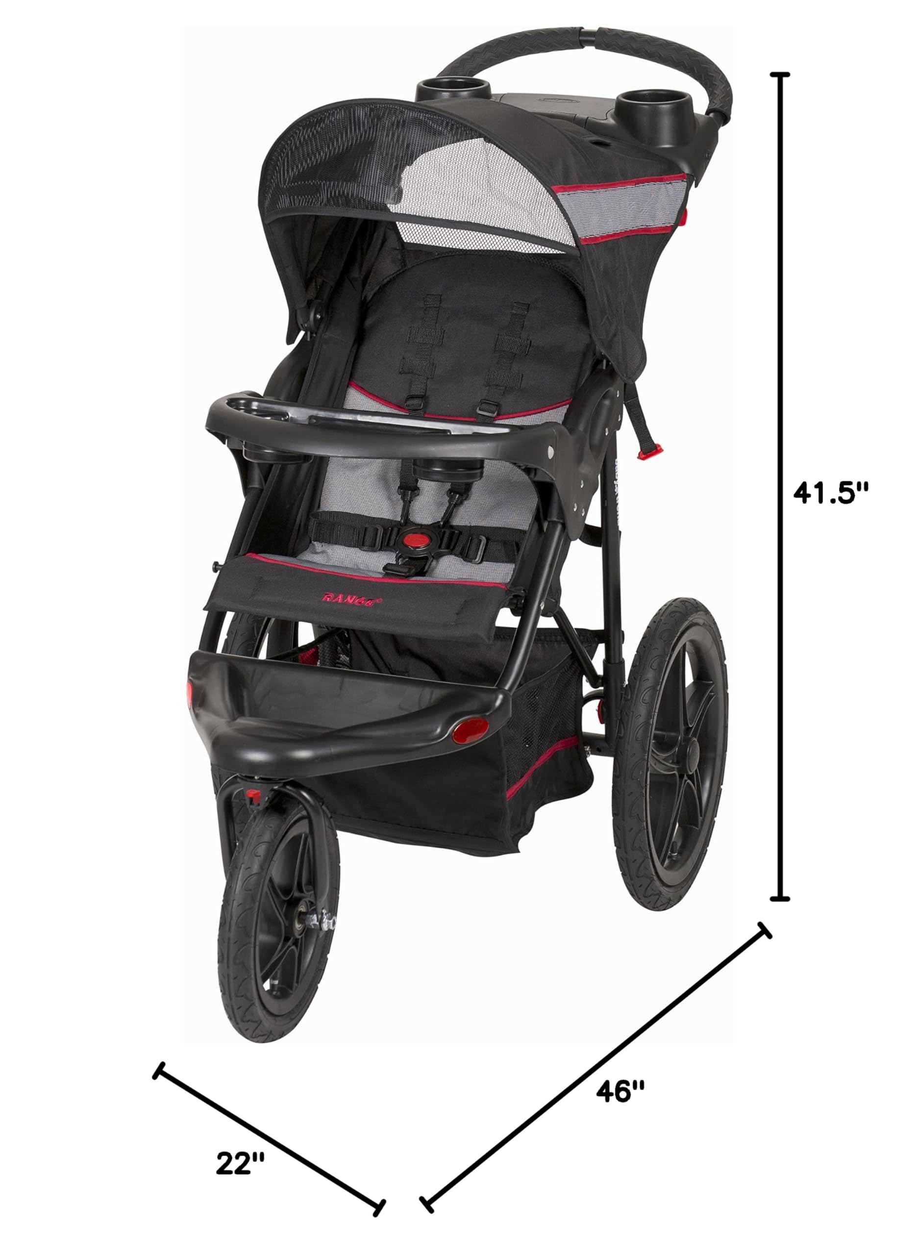 Baby Trend Range Jogger Stroller - Lightweight Compact Folding Stroller with Adjustable Canopy, Millennium | Perfect for Jogging, Shopping & Travel with Your Baby