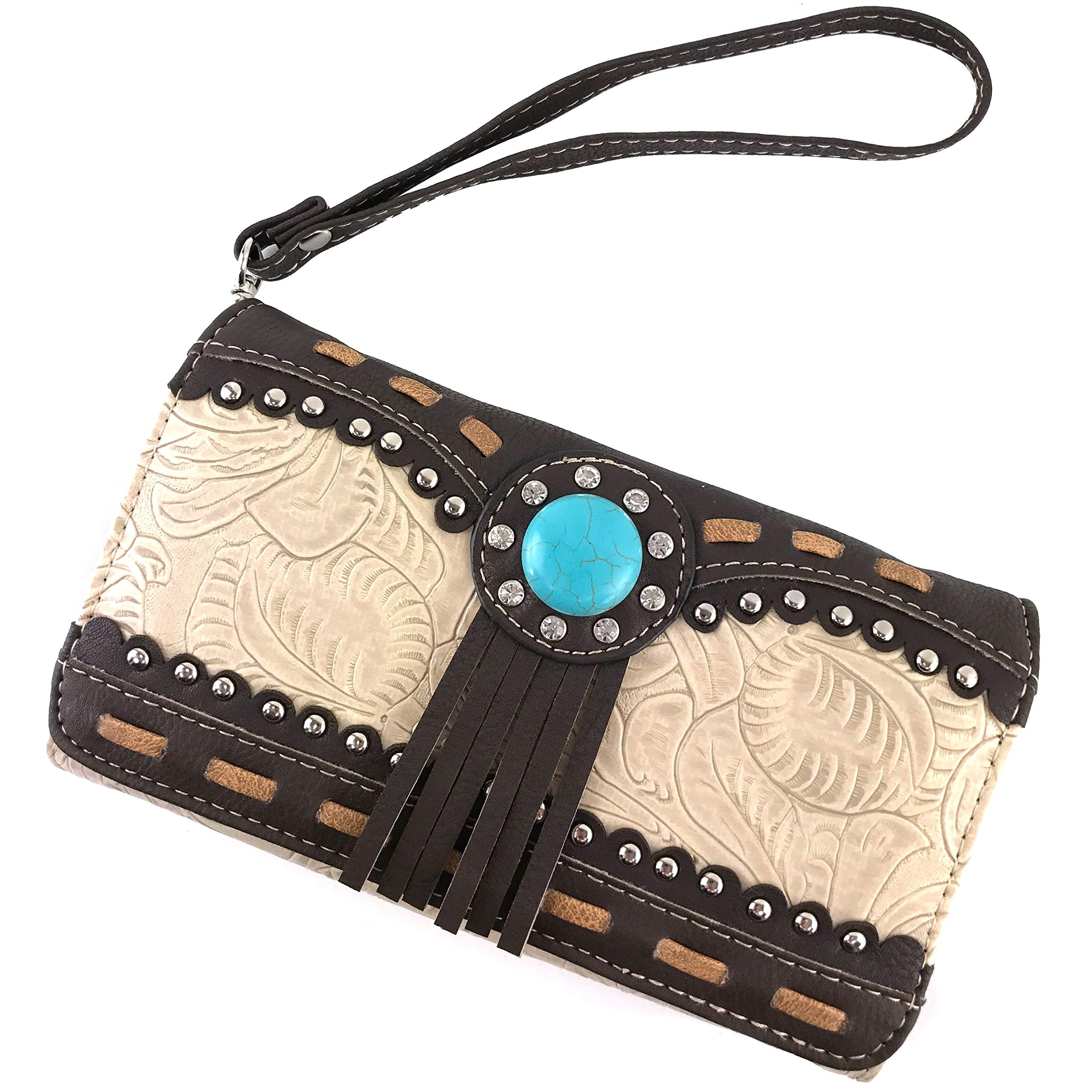 Turquoise Floral Women's Crossbody Wallet - Stylish & Compact for Daily Use