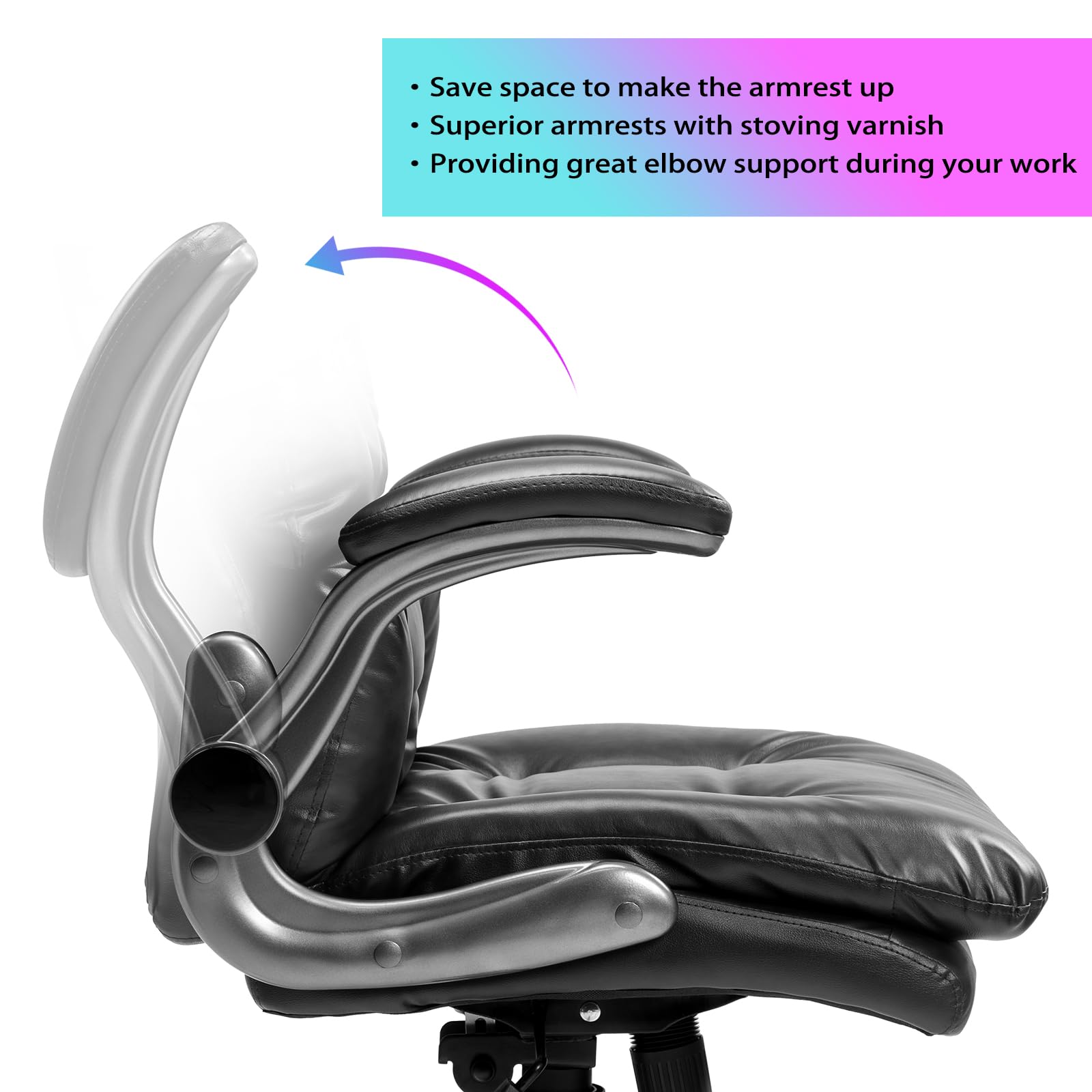 Premium Ergonomic High Back PU Leather Executive Office Chair - Flip-Up Armrests, Height Adjustable, 360° Swivel & Wheels - Perfect for Home Office, Gaming & Computer Workstations