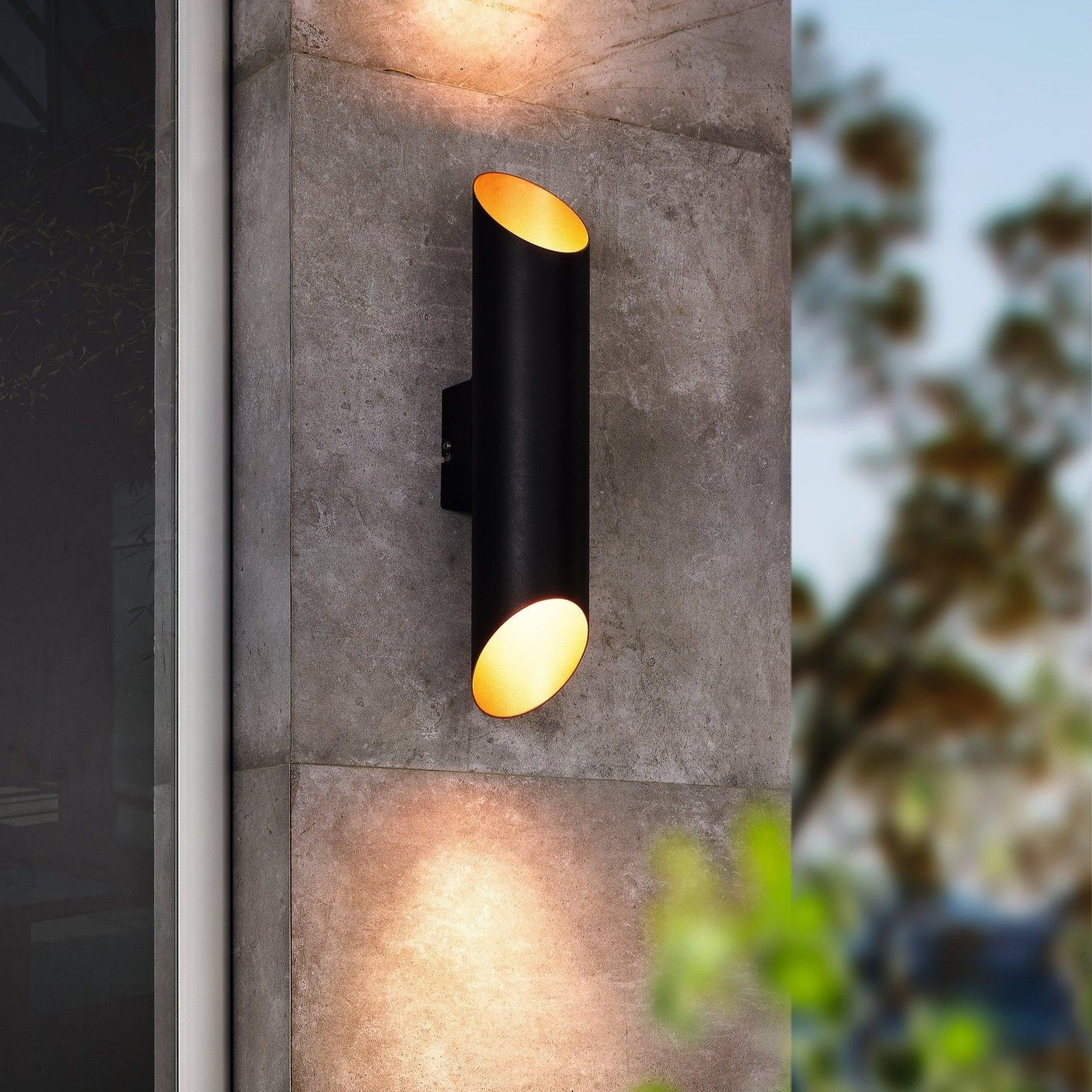 Eglo Agolada Black & Copper LED Outdoor Wall Light - Up & Down Lighting for Patio, Garden, and Exterior Entryway