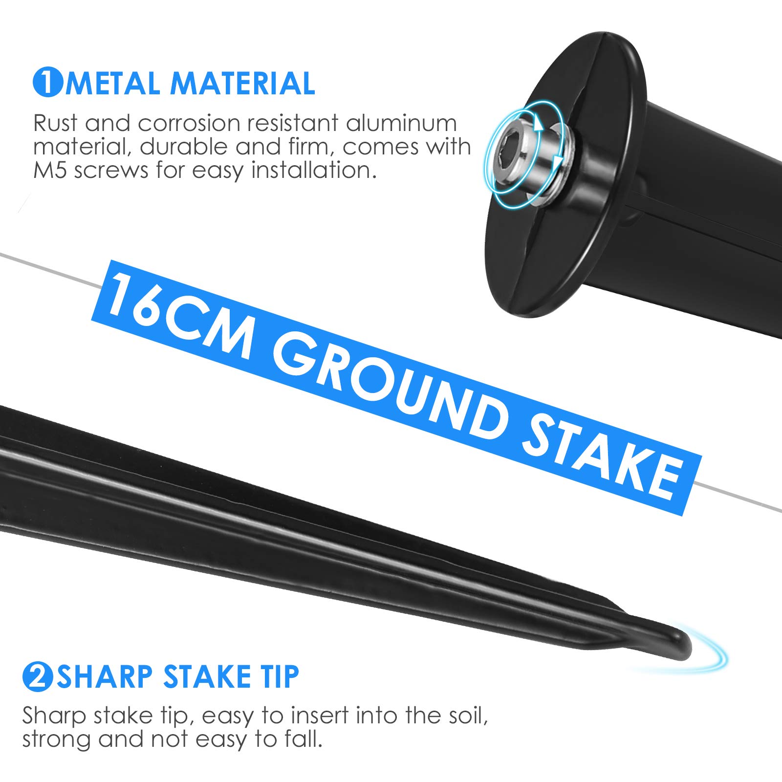 4pcs Solar Path Light Replacement Stakes with M5 Screw - Durable Ground Stake Accessories for Solar Lights - Perfect for Walkway, Patio, Garden & Yard Decoration