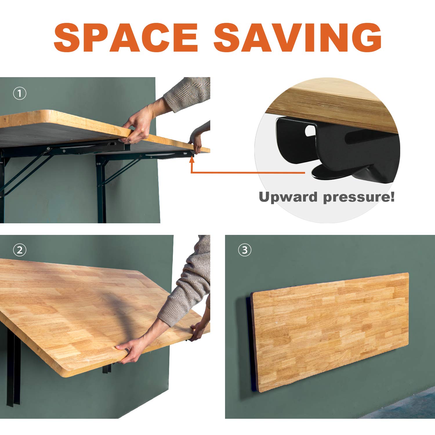 Wallmaster Heavy Duty Wall Mounted Folding Workbench - 32 x 18 Inch Fold Down Utility Table with Metal Shelf Bracket | Space-Saving Laundry Shelf, Garage Workbench & Wall Desk for Small Spaces