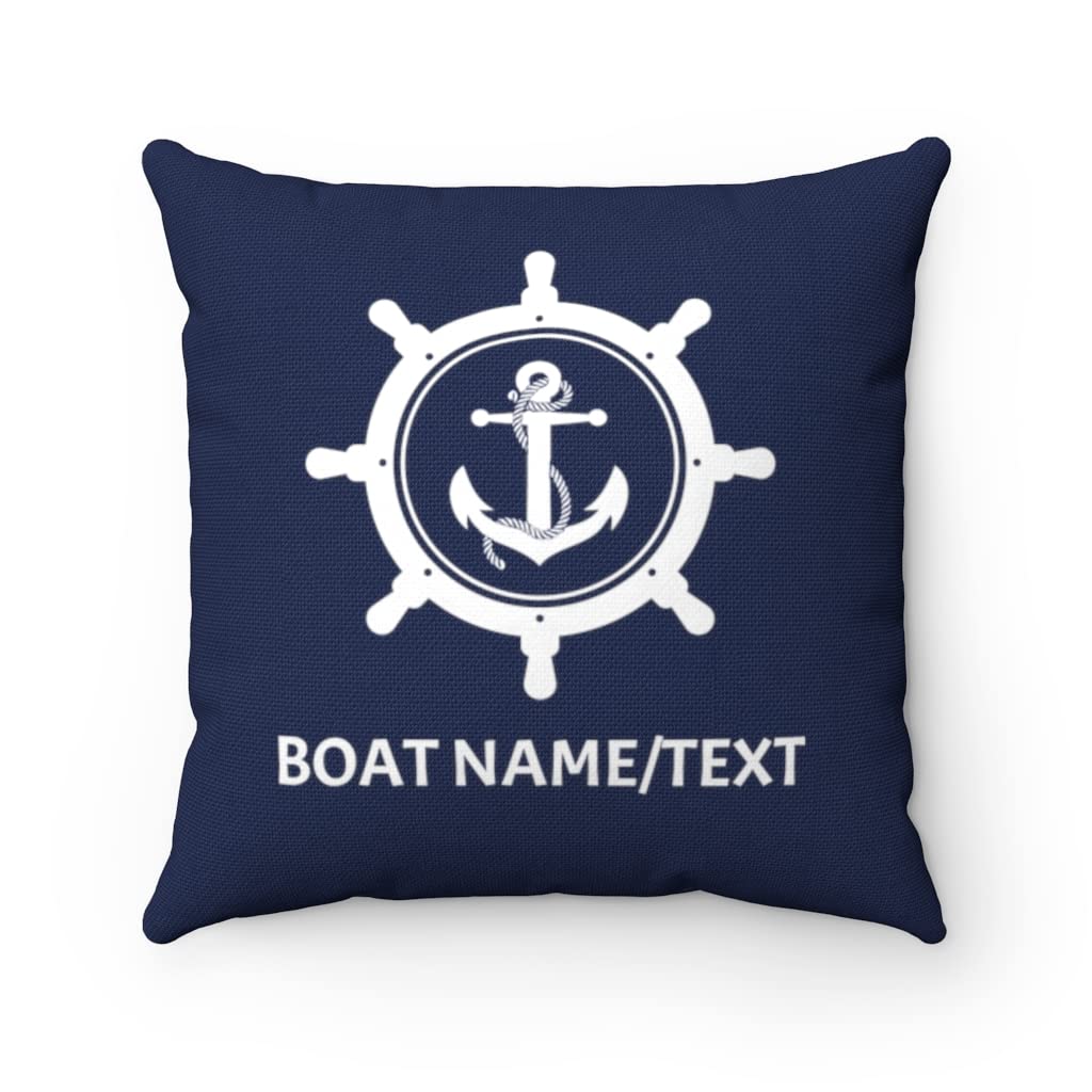 Custom Personalized Boat Pillow with Insert - Nautical Throw Pillow for Boats, Lake House & Beach Decor - Perfect Boat Gift, Coastal Anchor Pillow - 20x20 Inches - Ideal for Living Room, Bedroom & Outdoor Seating