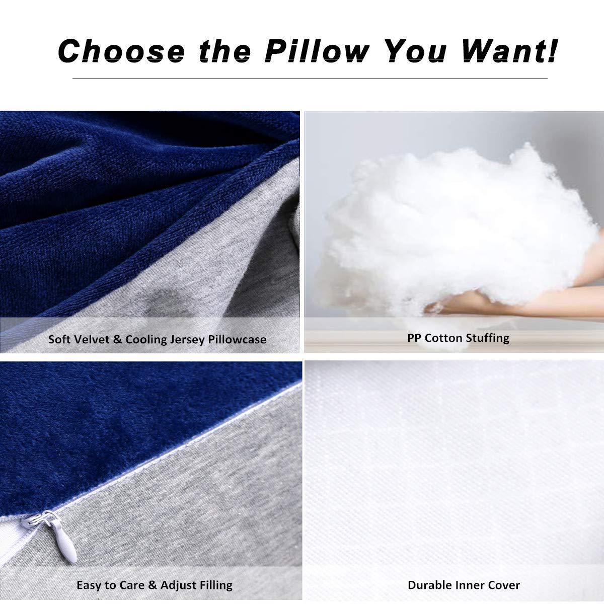 MOON PINE 60 Inch Pregnancy Pillow for Maternity Support - Detachable U-Shaped Full Body Pillow for Pregnant Women, Grey & Blue Velvet & Jersey Cover - Perfect for Side Sleeping, Back Pain Relief and Comfortable Pregnancy Sleep