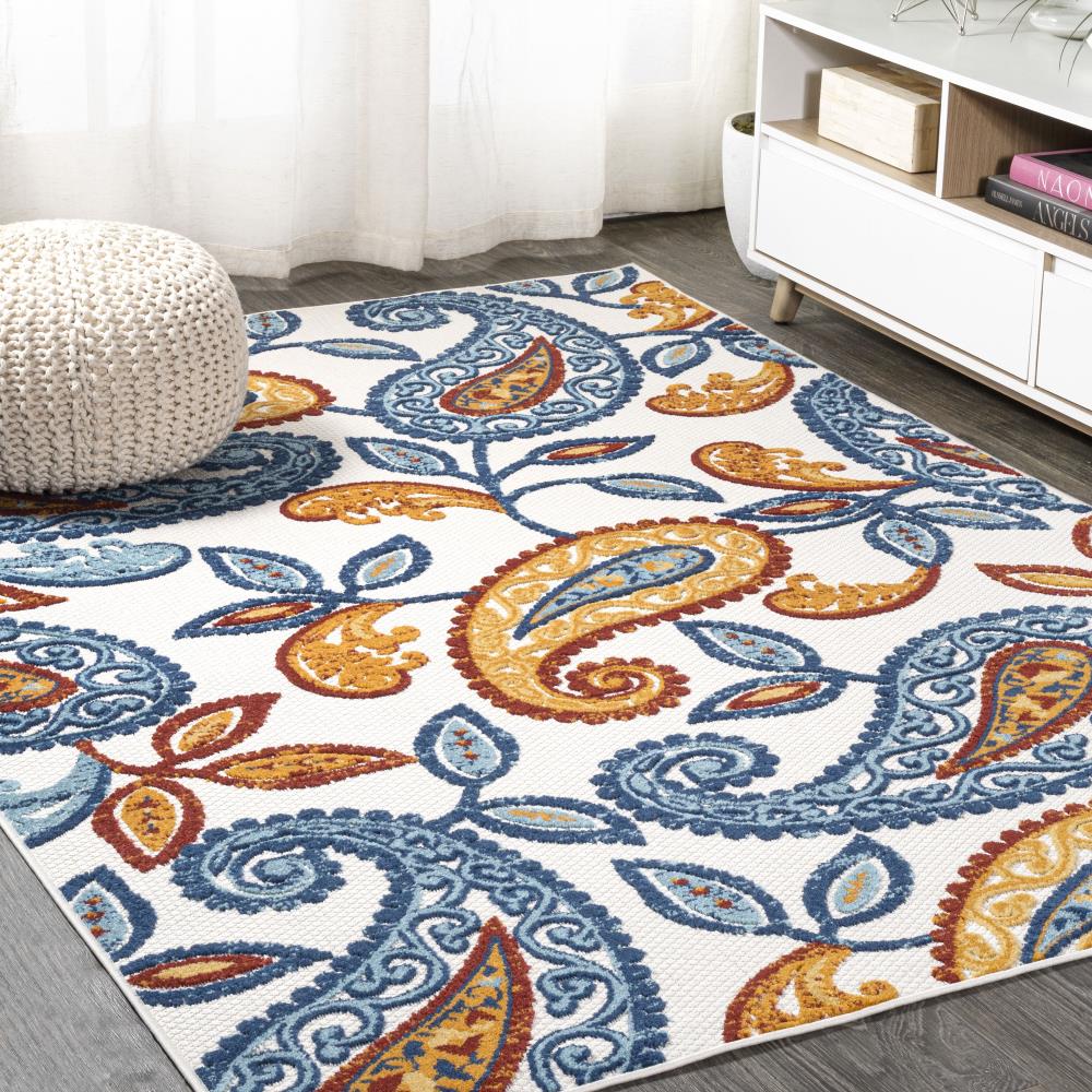 Julien Paisley High-Low Indoor/Outdoor Area Rug - Stylish Bohemian Decor for Living Room, Patio & Bedroom