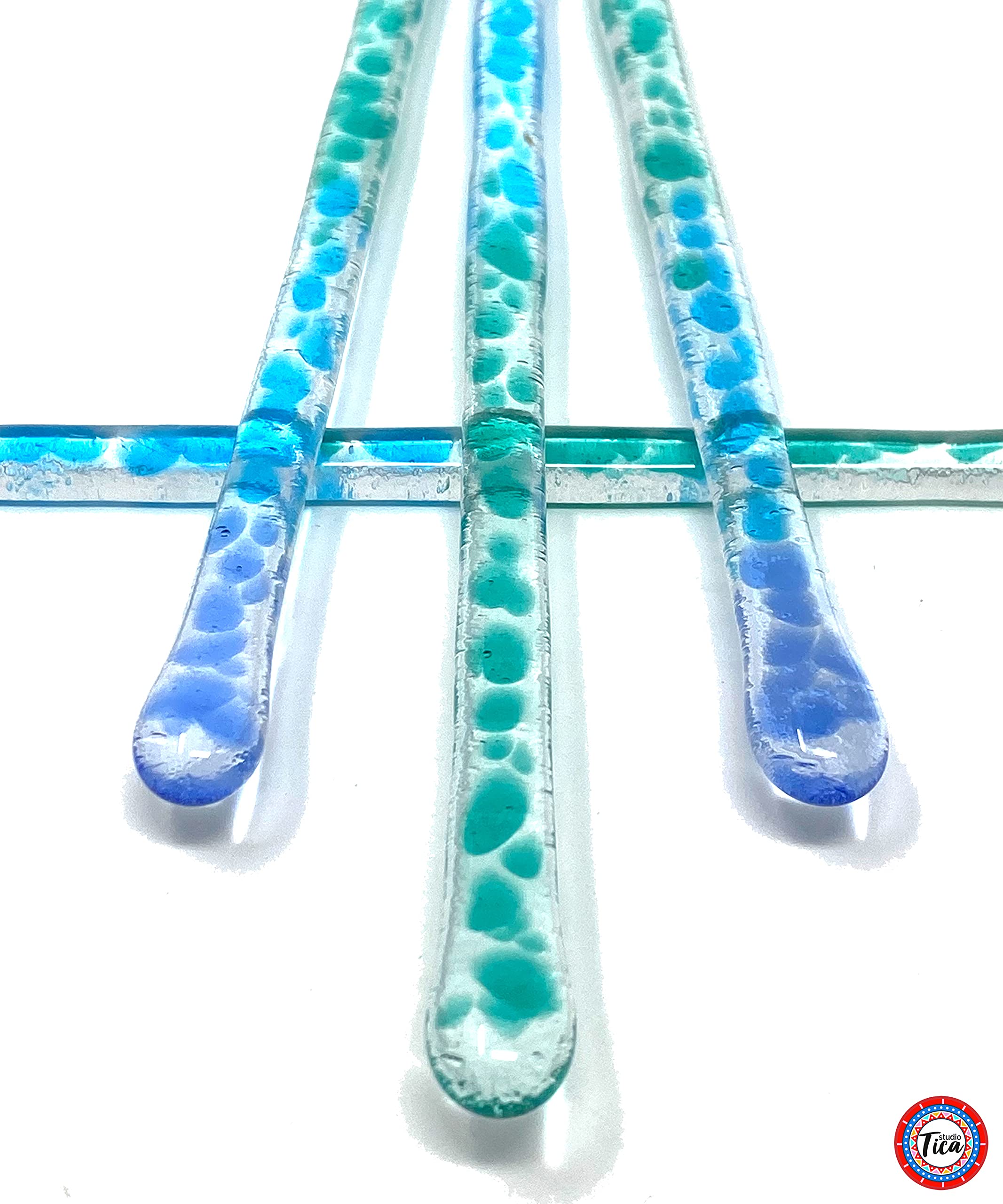 Handmade Costa Rican Sea Glass Stirrer Sticks - Set of 4 (7.25 Inch) - Perfect for Cocktails, Coffee, Tea & Hot Chocolate - Gift Box Included - Ideal for Bars, Cafes, Home Use & Party Favors