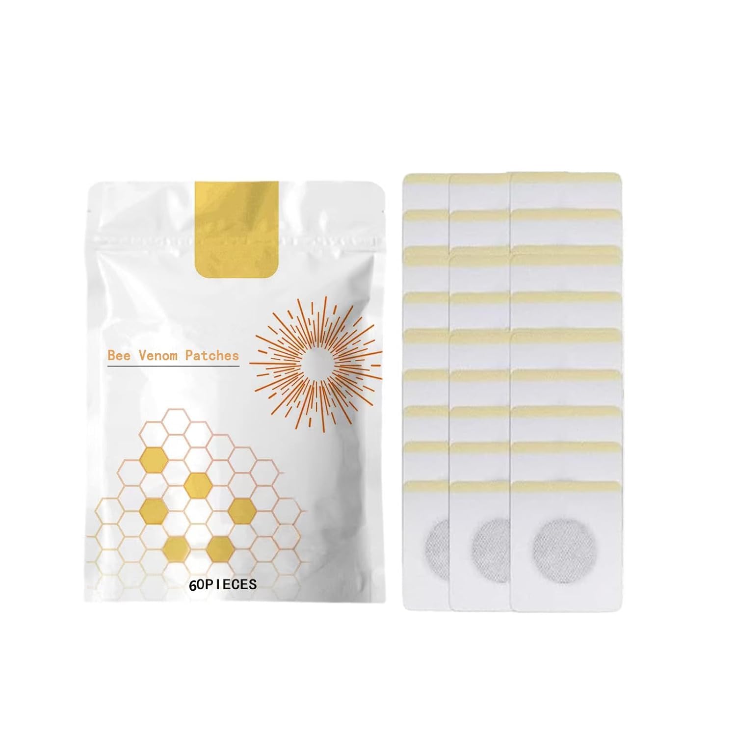 Natural Bee Venom Patches for Women & Men - 60PCS Detox Foot Pads for Body Cleansing & Pain Relief | Perfect for Post-Workout Recovery & Stress Relief