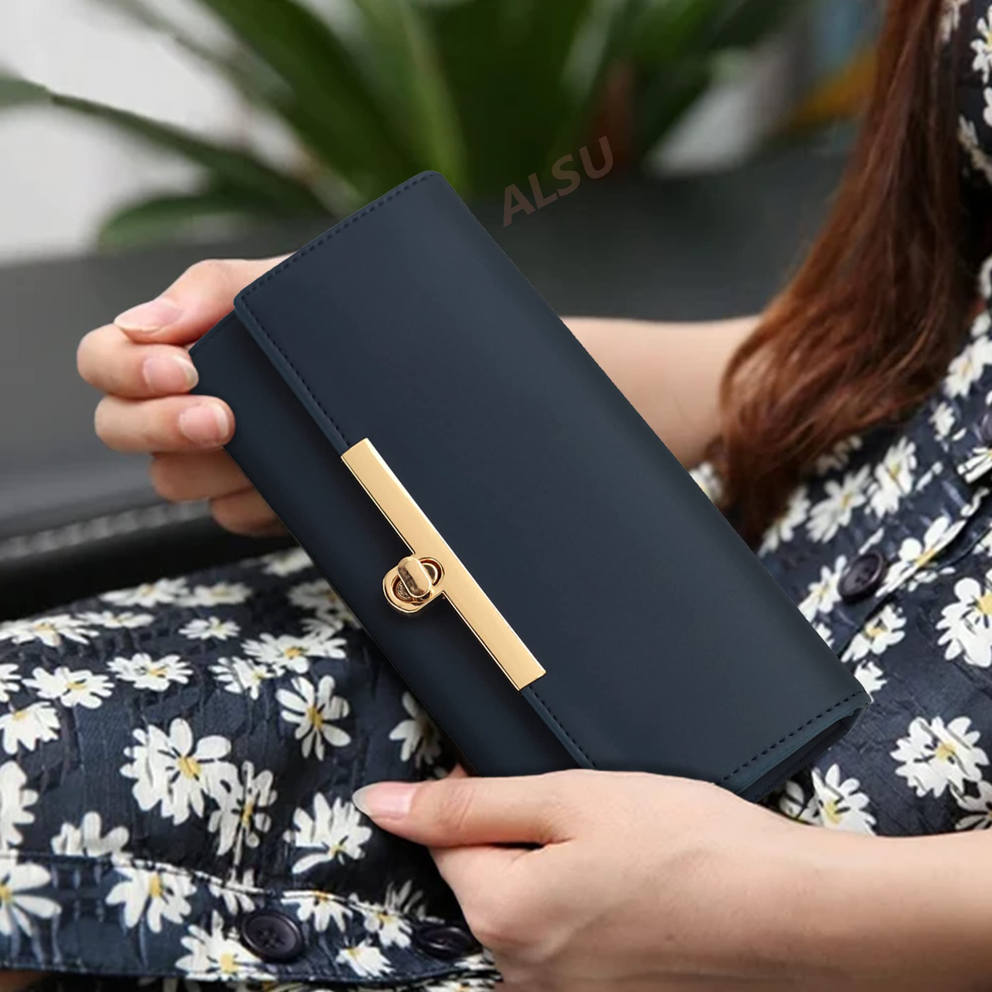 ALSU Genuine Leather Women's Wallet - Peacock Blue, RFID Blocking, Slim Bifold Design for Credit Cards & Cash | Perfect for Everyday Use, Travel, and Gift Giving