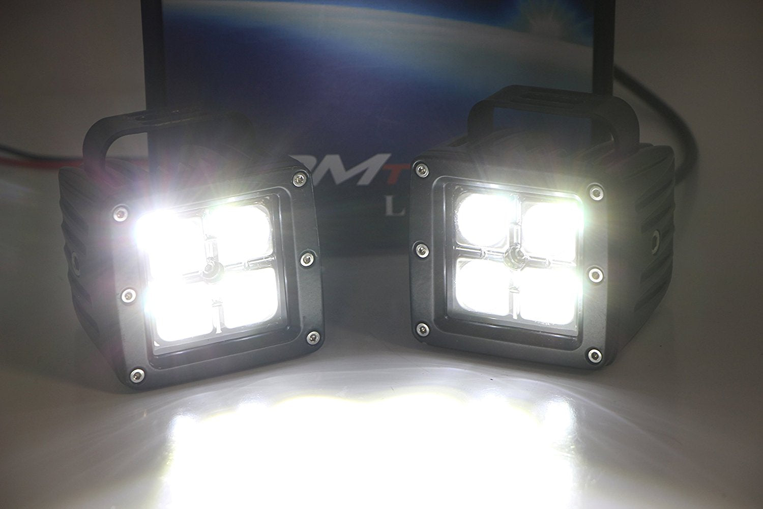 40W LED Pods with Fog Light Bracket & Wiring Kit - Compatible with 2008-2010 Ford F250 F350 F450 Super Duty - Off-Road Lighting for Trucks, ATVs & UTVs
