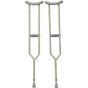 Cardinal Health Adjustable Crutches for Adults - Push Button Height Adjustment (62-70 inches) - Lightweight Aluminum Crutches for Injury Recovery & Mobility Support - 1 Count