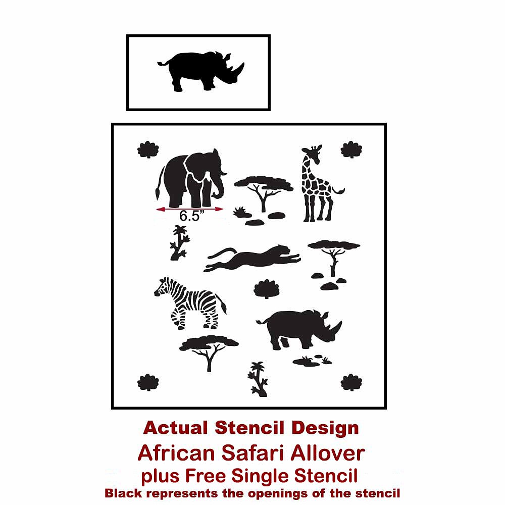 African Safari Animal Stencil Set - Reusable DIY Wall Art for Nursery, Kids Room & Home Decor - Easy to Use Painting Templates for Creative Projects - by Cutting Edge Stencils | Perfect for Jungle-Themed Parties, Baby Showers & Classroom Activities
