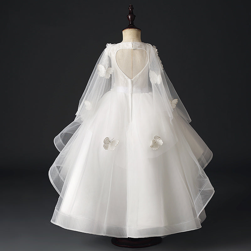 First Communion Dresses for Baby Girls - Lace Bow Puffy Pageant Gowns for Birthday Party & Formal Events - Perfect for Church Ceremonies, Baptisms, and Special Occasions
