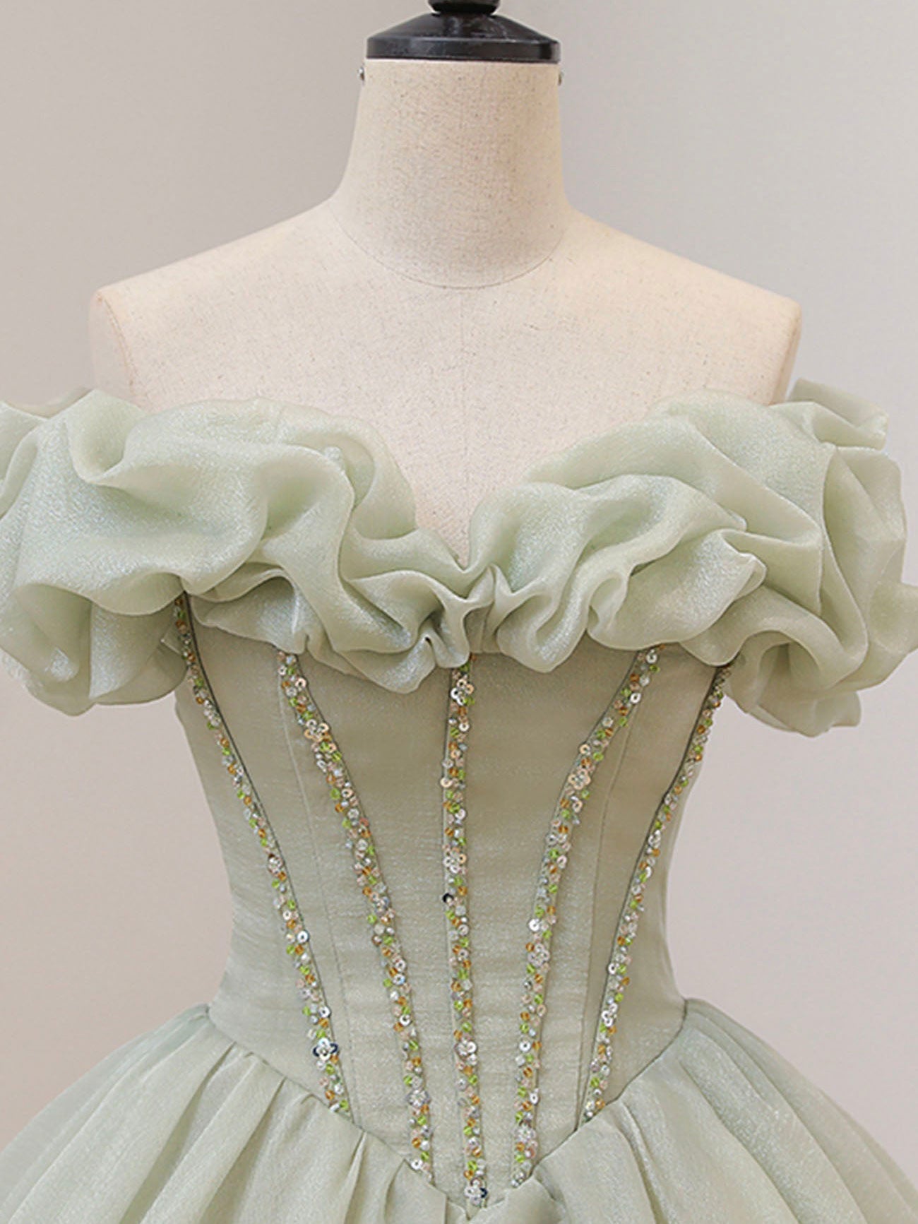 Elegant Green Ball Gown Prom Dress with Beading - Long Formal Sweet 16 Dress for Homecoming, Quinceañera & Special Occasions