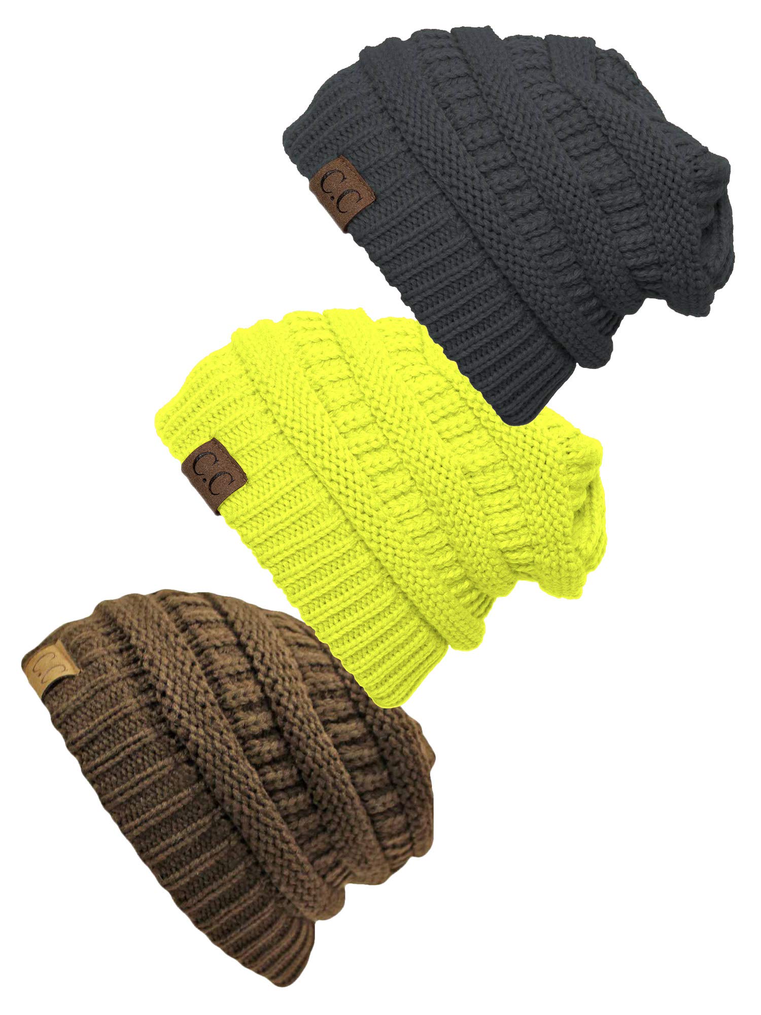 Gravity Threads Women's 3-Pack Knit Beanie Cap Hat - Soft Winter Warm Hats for Women - Perfect for Skiing, Snowboarding & Outdoor Activities