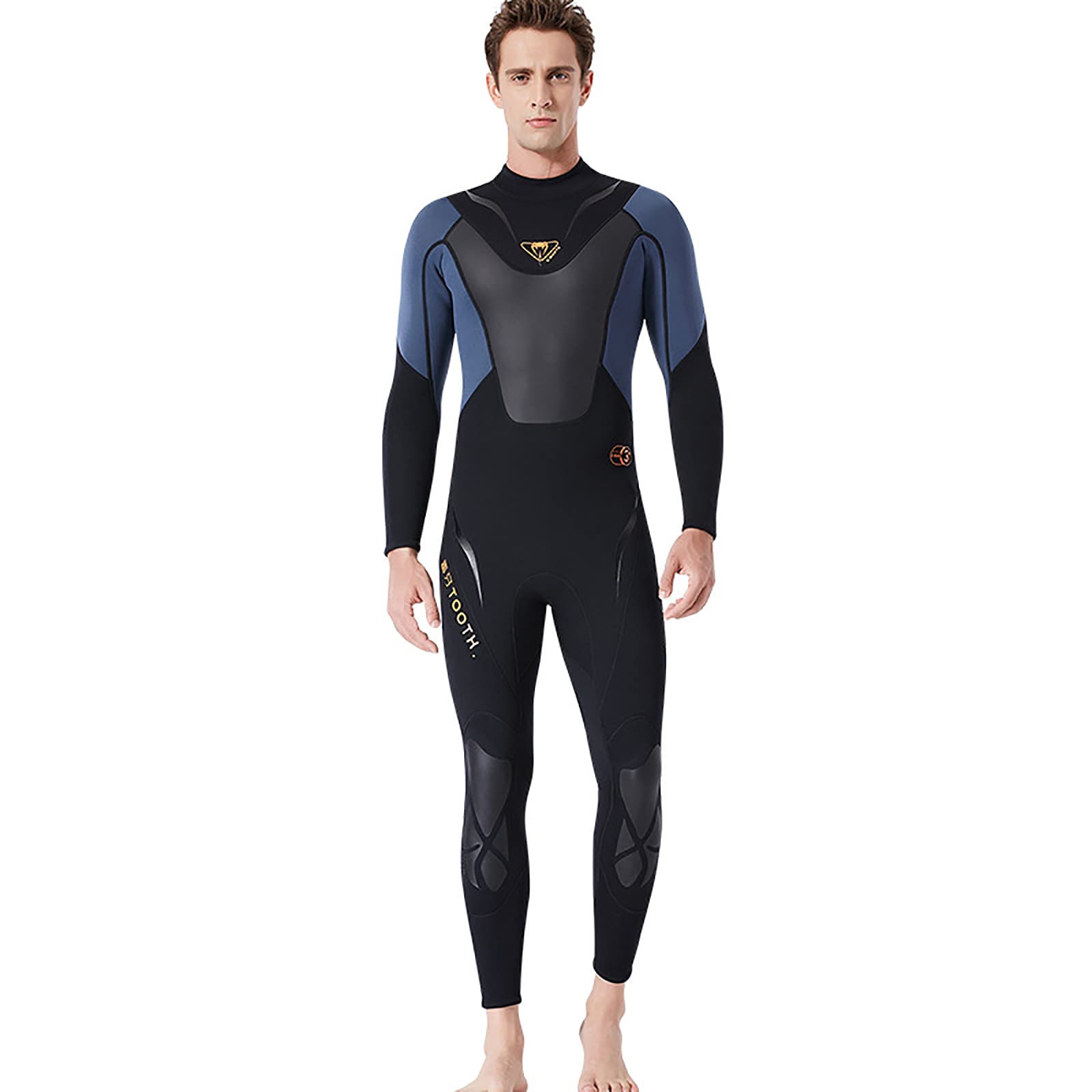 WYCcaseA 3mm Neoprene Full Wetsuit for Men - Long Sleeve Scuba Diving Suit with Back Zipper - One-Piece Freediving & Snorkeling Gear for Swimming, Surfing & Water Sports (Grey, XL)