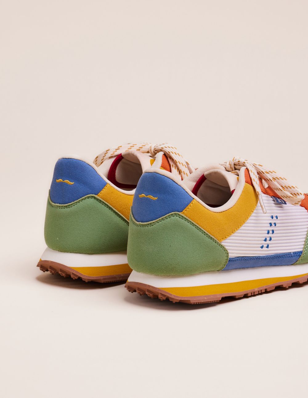 Gabriel Vegan Suede & Mesh Baskets - Sage, Blue Gray & Orange | Stylish Low-Top Sneakers for Casual Wear & Everyday Comfort
